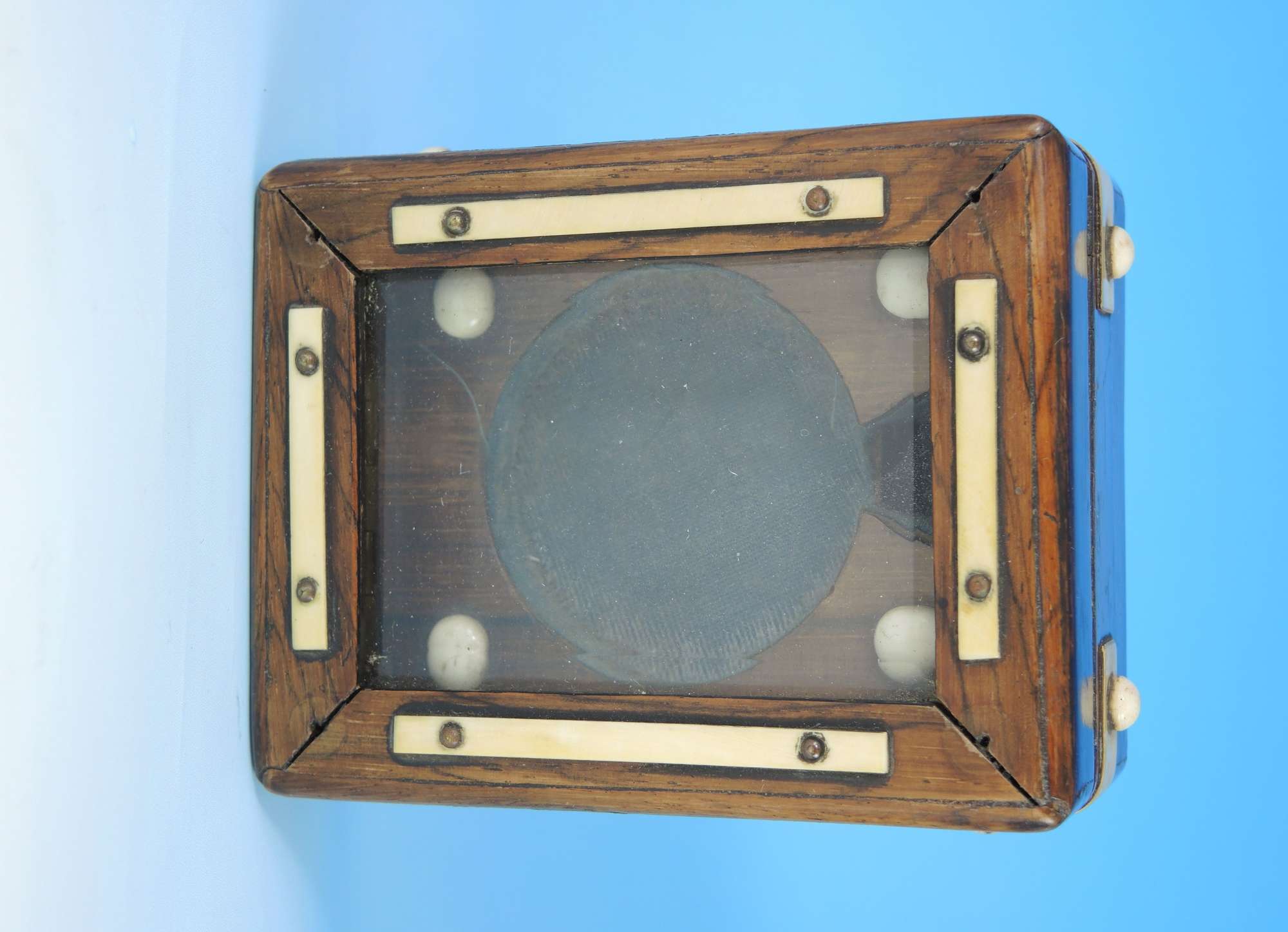 Unusual Wooden and Bone Strut pocket watch box c1890
