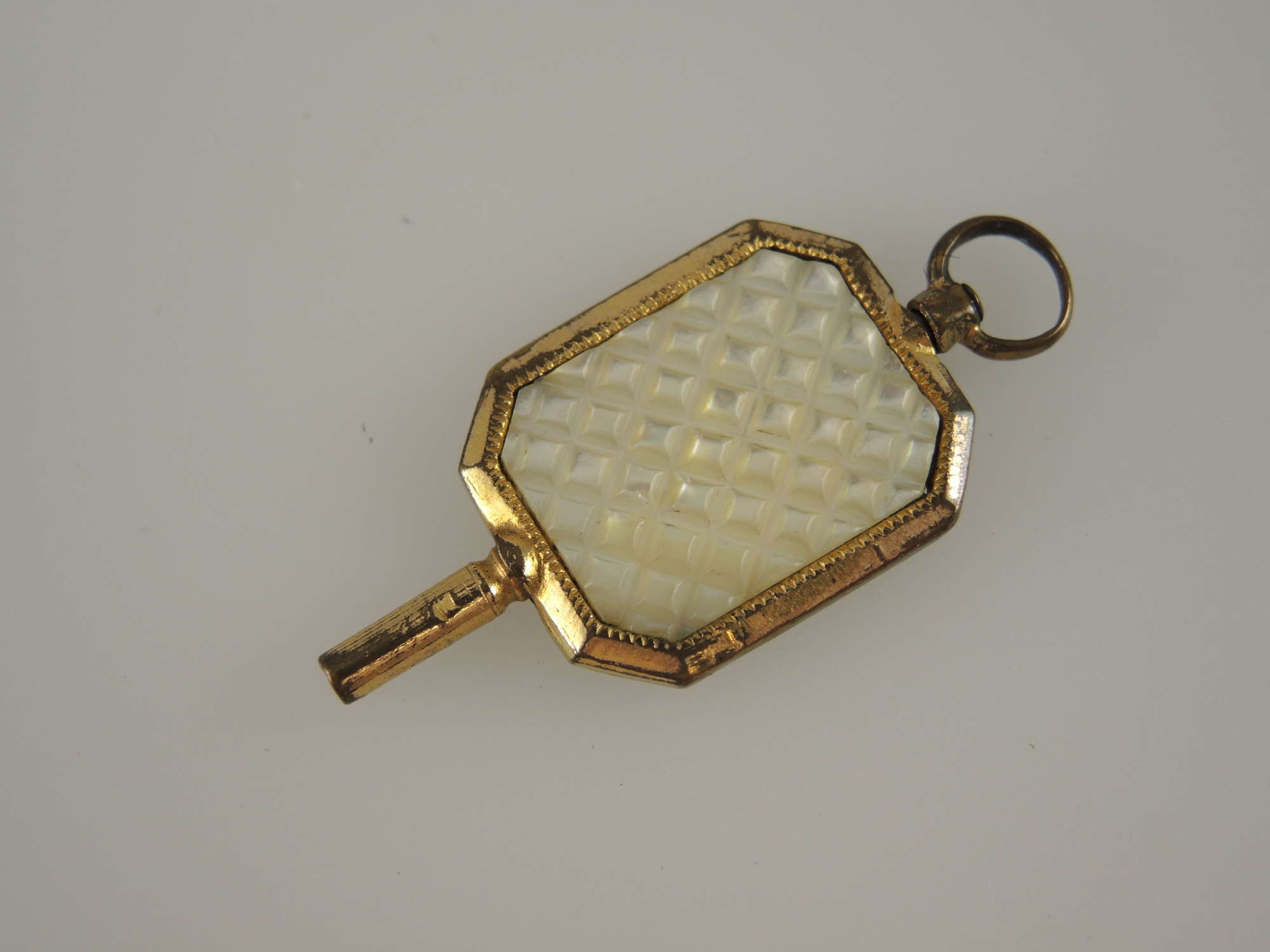 Gilt and Mother of pearl Georgian pocket watch key c1815