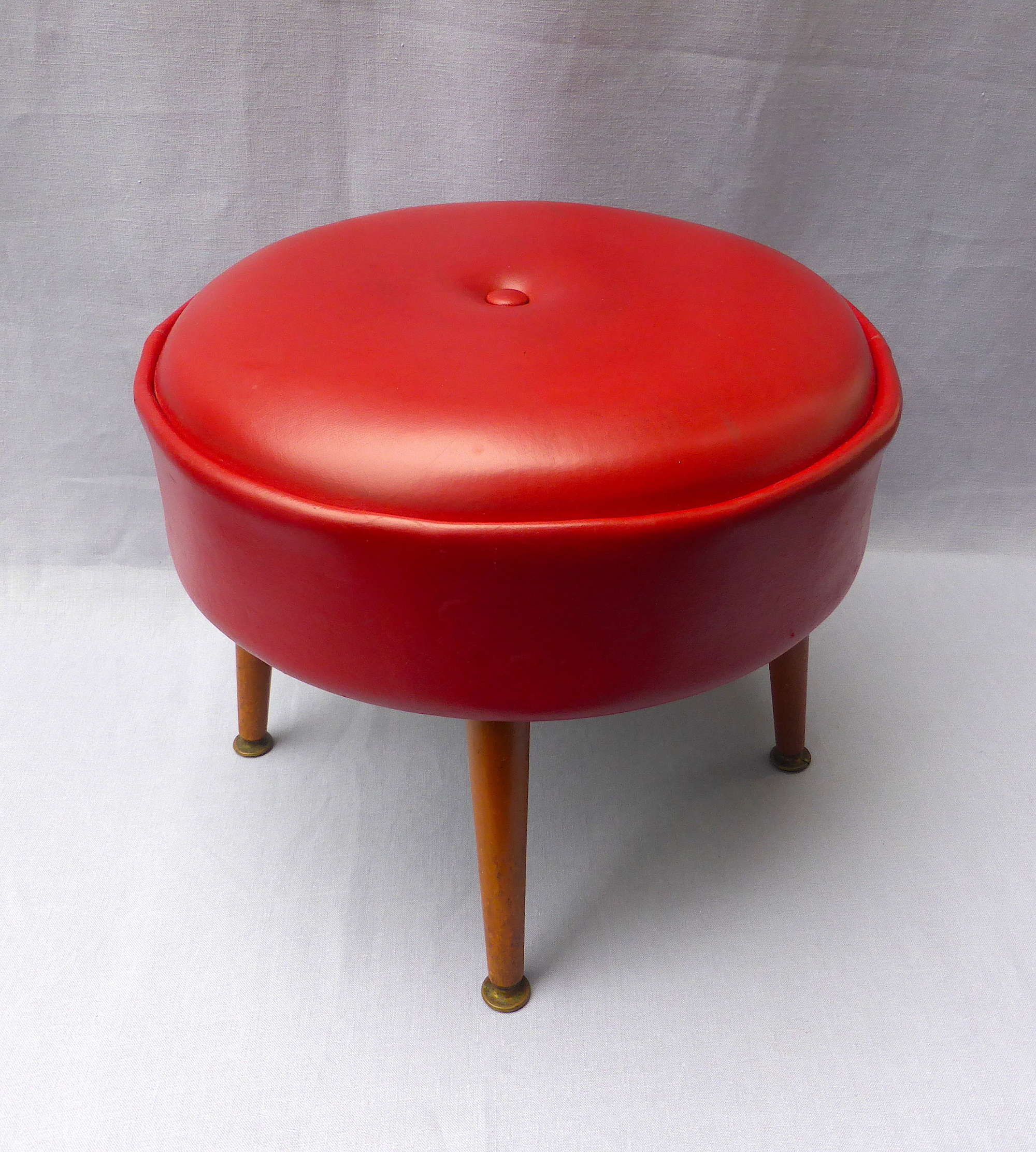 Red vinyl leatherette footstool