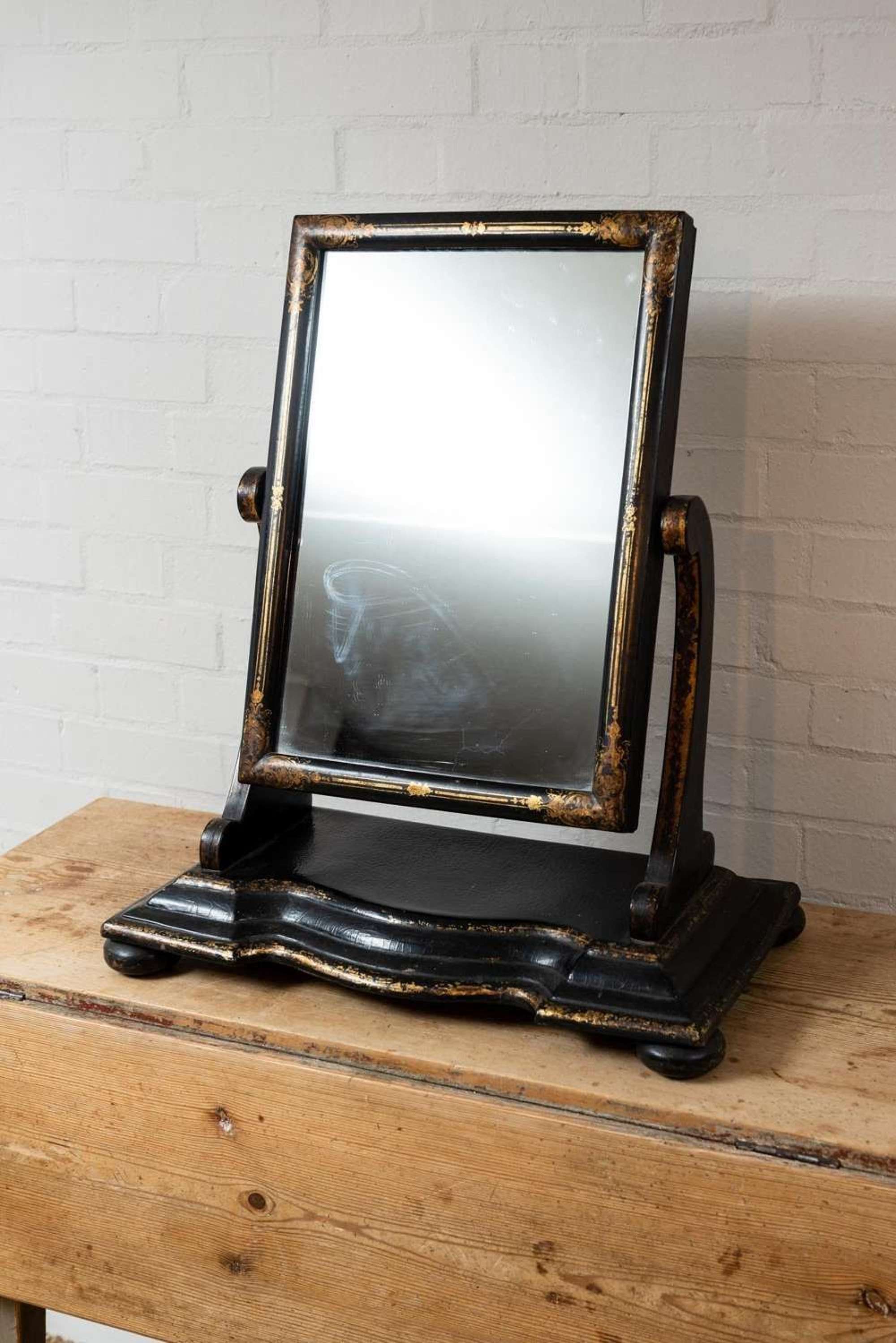 Victorian lacquered dressing table mirror