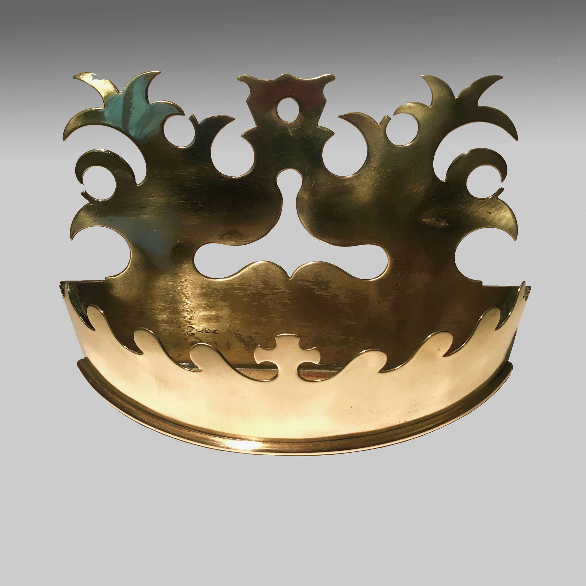 19th century brass 'crown' wall pocket