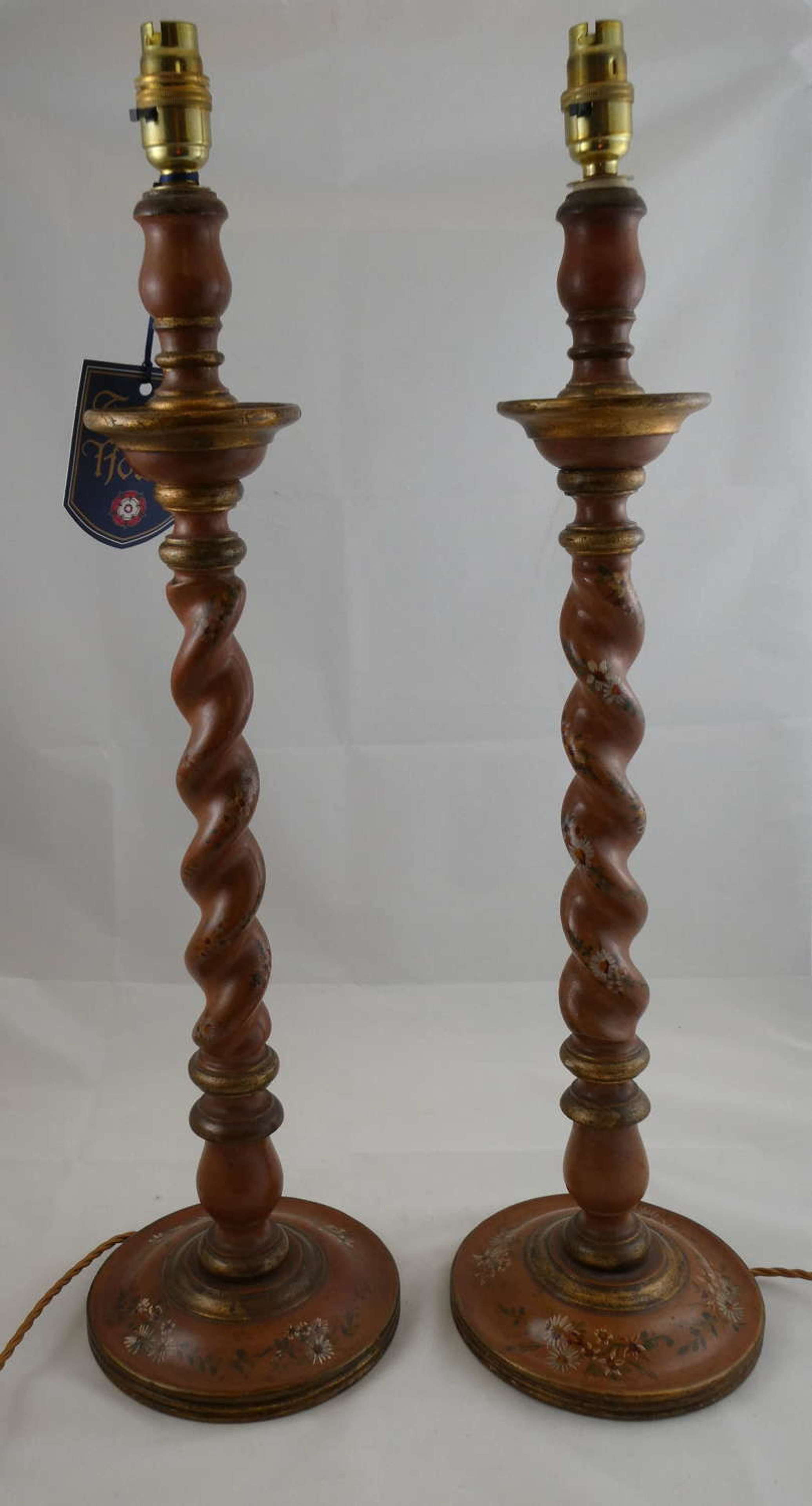 Barley Twist Lamps In Antique Table, Barley Twist Table Lamp Finish Antique Brass