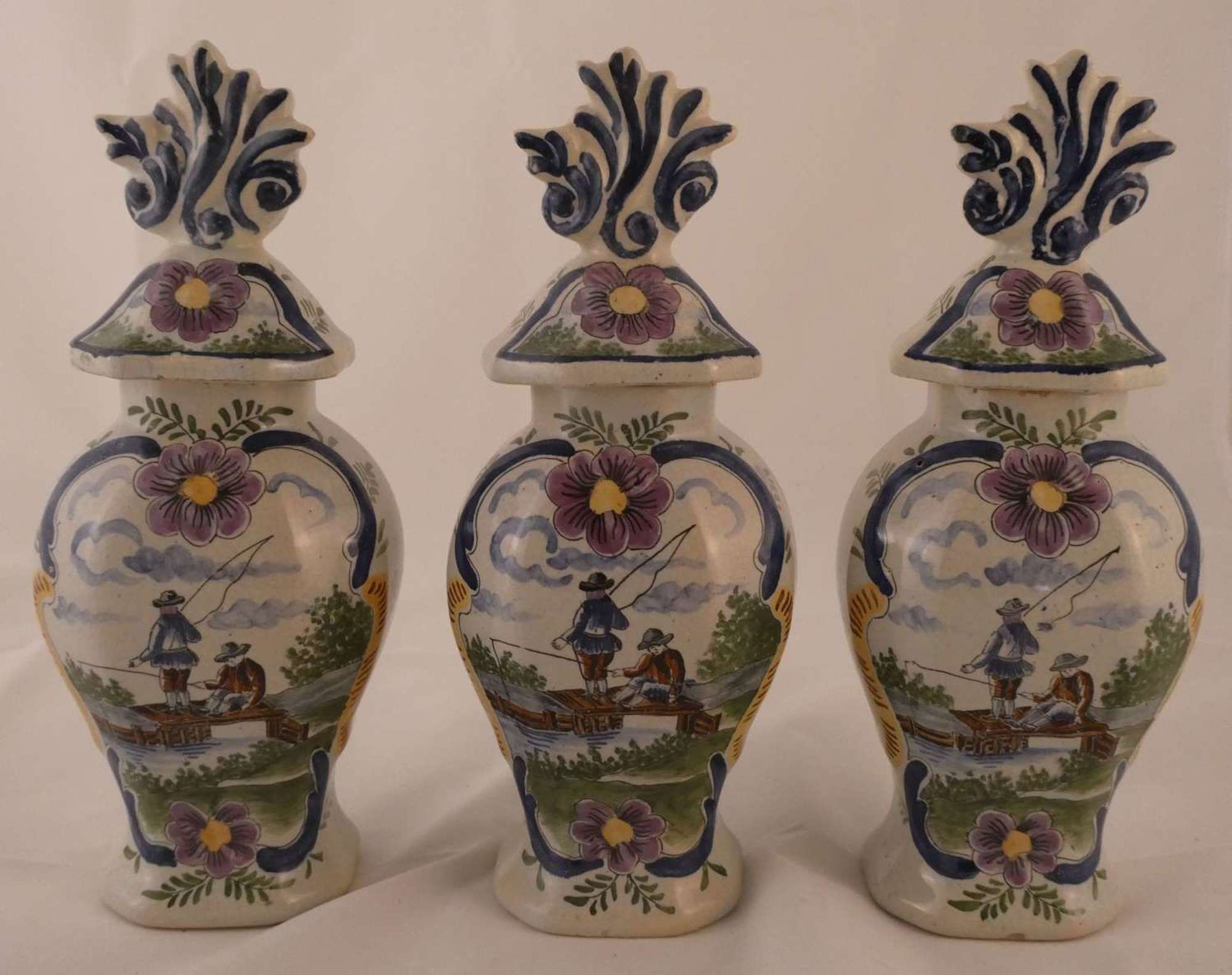 Garniture of Delft Vases
