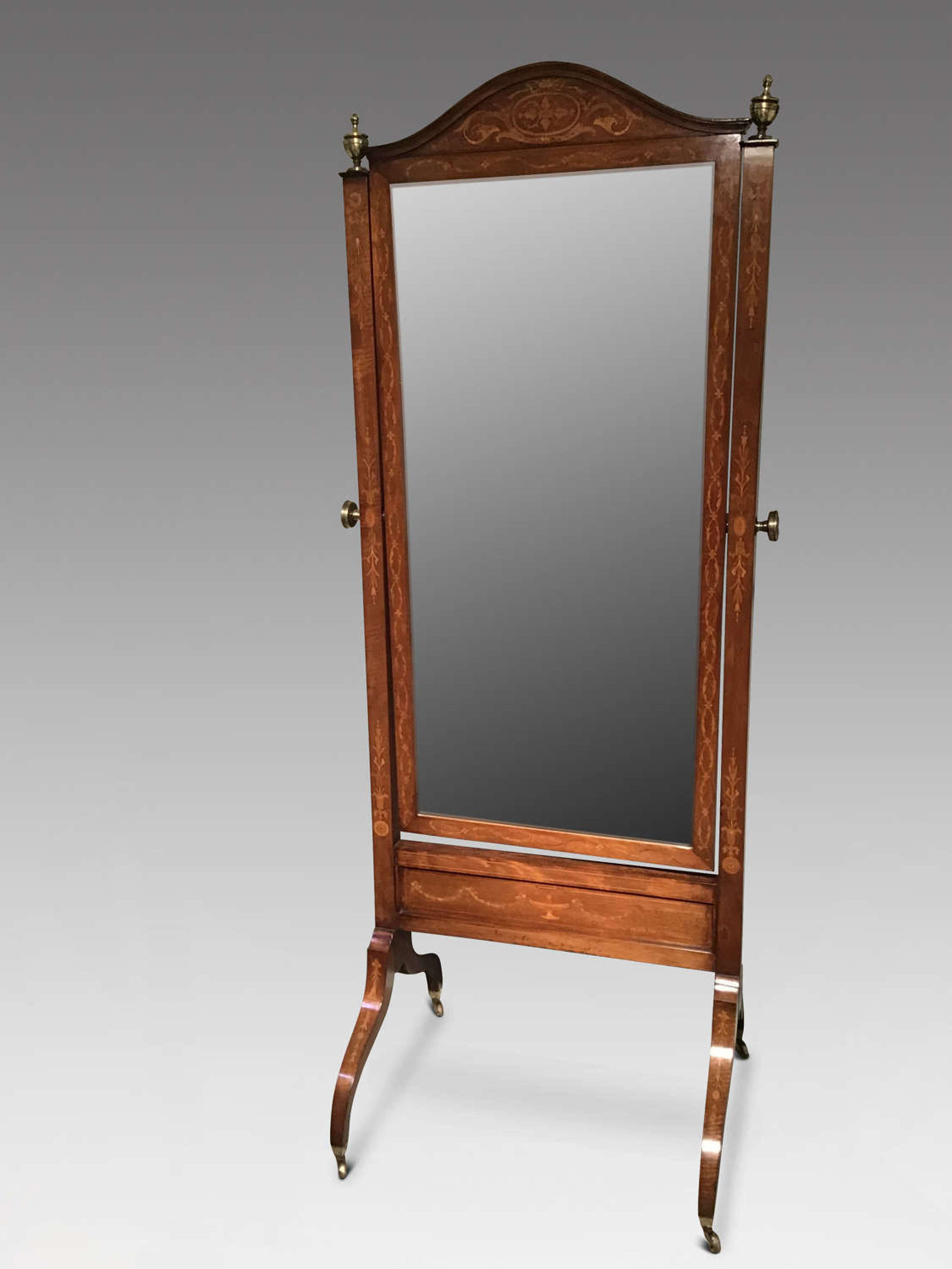 Antique Mahogany Cheval Mirror In, Small Antique Standing Mirror