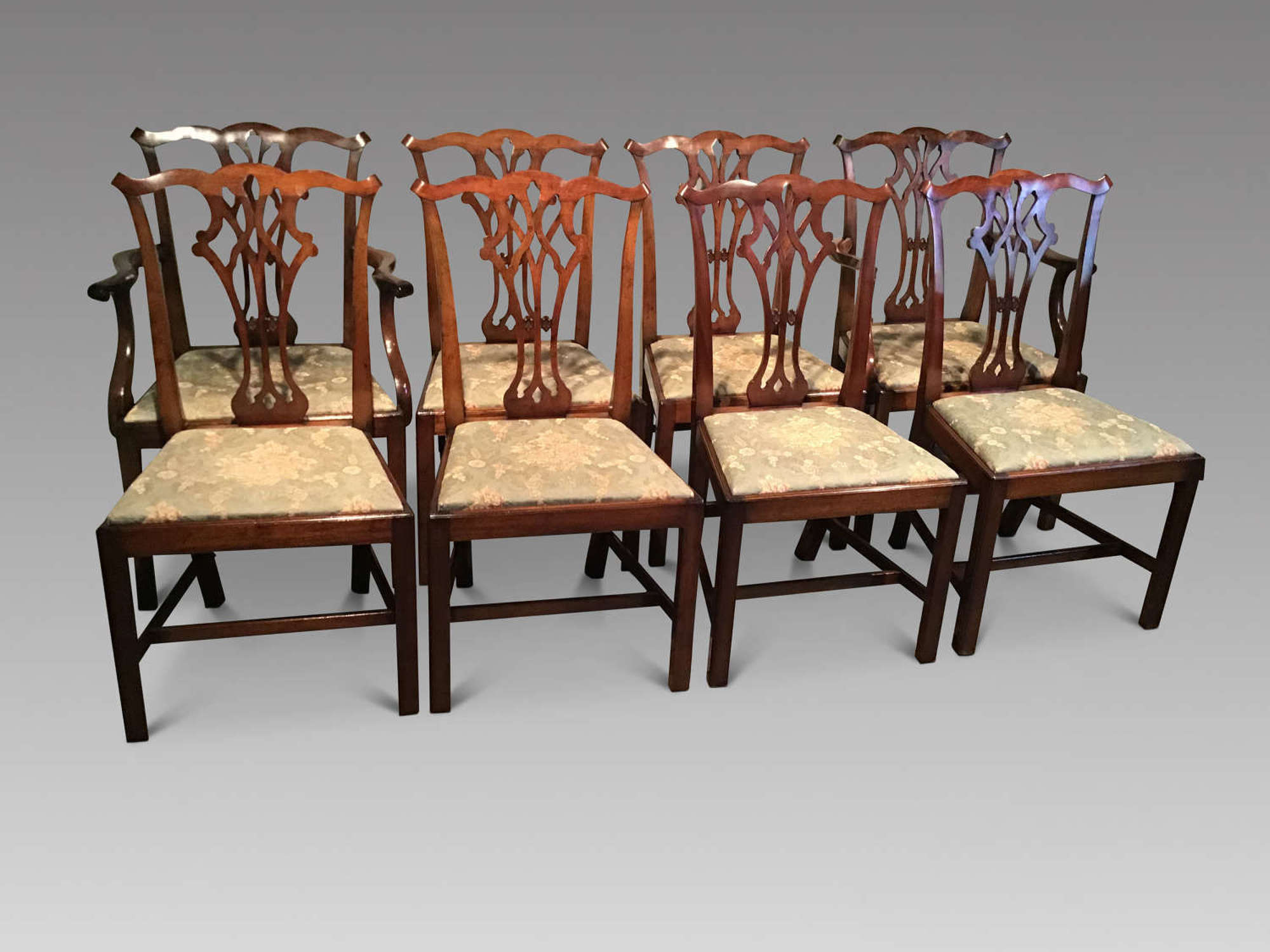 Set of eight antique mahogany dining chairs