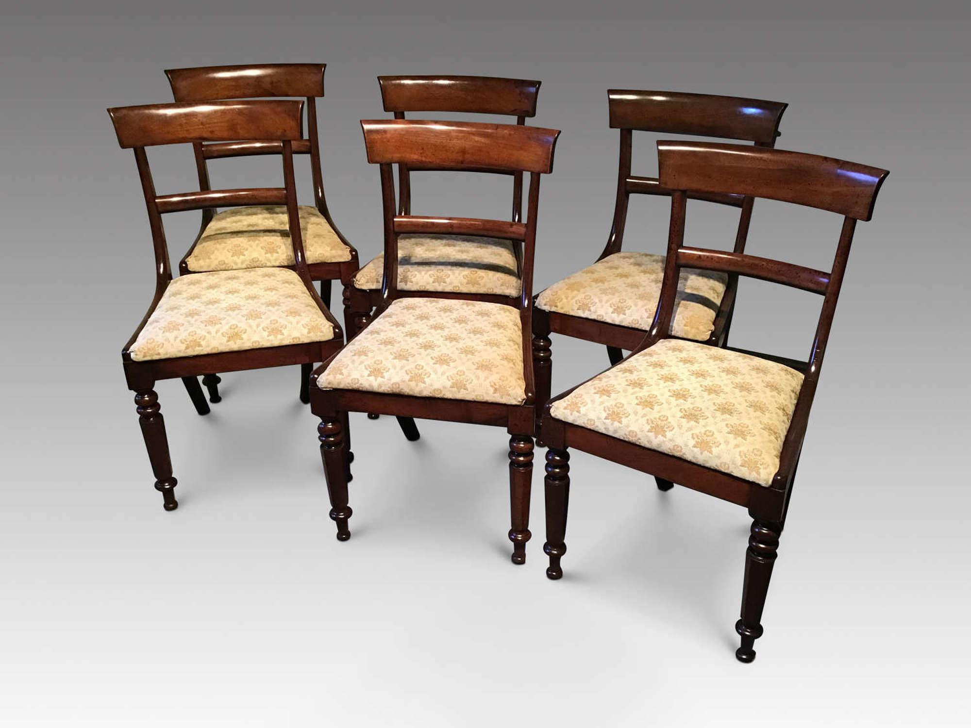 Set of six antique William IV mahogany dining chairs