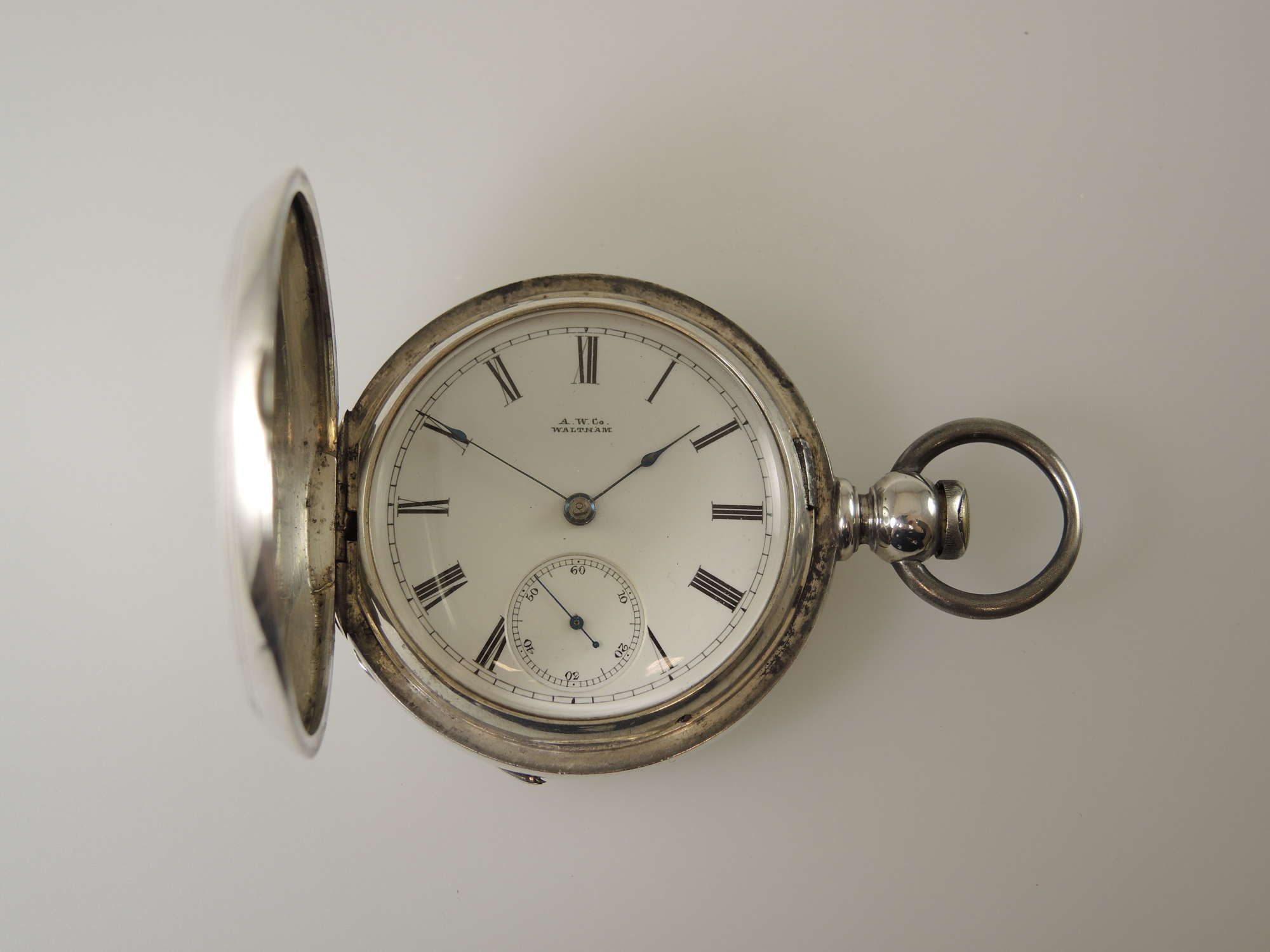 18 size Waltham hunter pocket watch with 3 oz coin silver case c1881