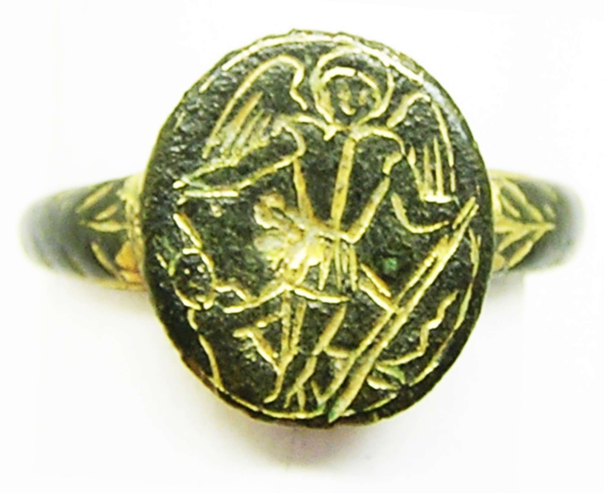 Medieval iconographic finger ring archangel Michael