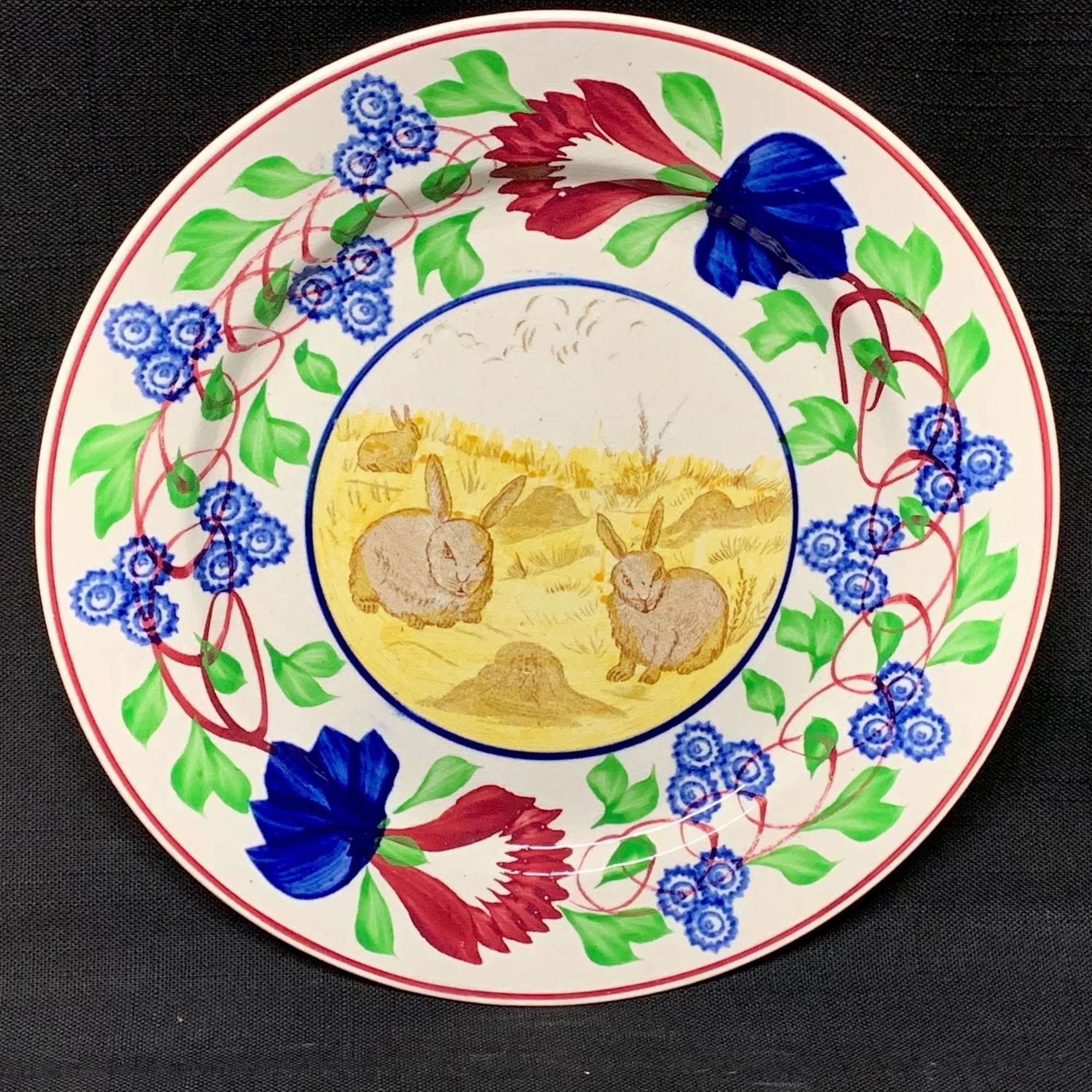 Stick Spatter Rabbitware Ironstone Plate ~ Virginia Rose 1900