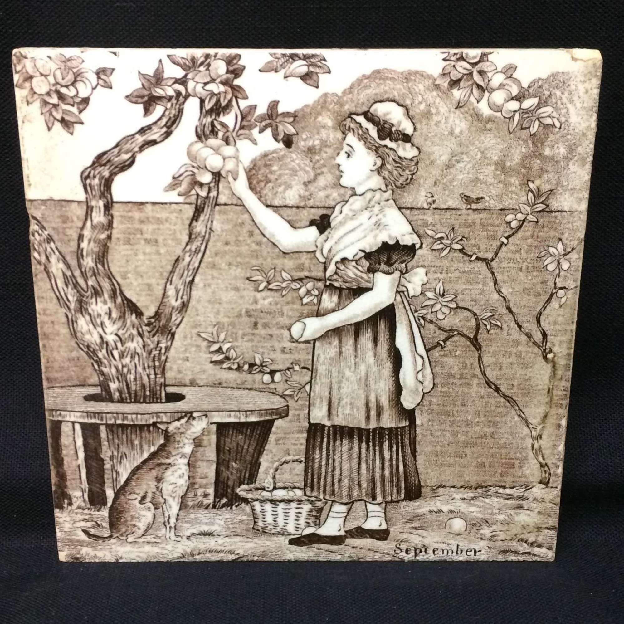 Tile ~ Wedgewood Month Series SEPTEMBER Helen Miles 1879