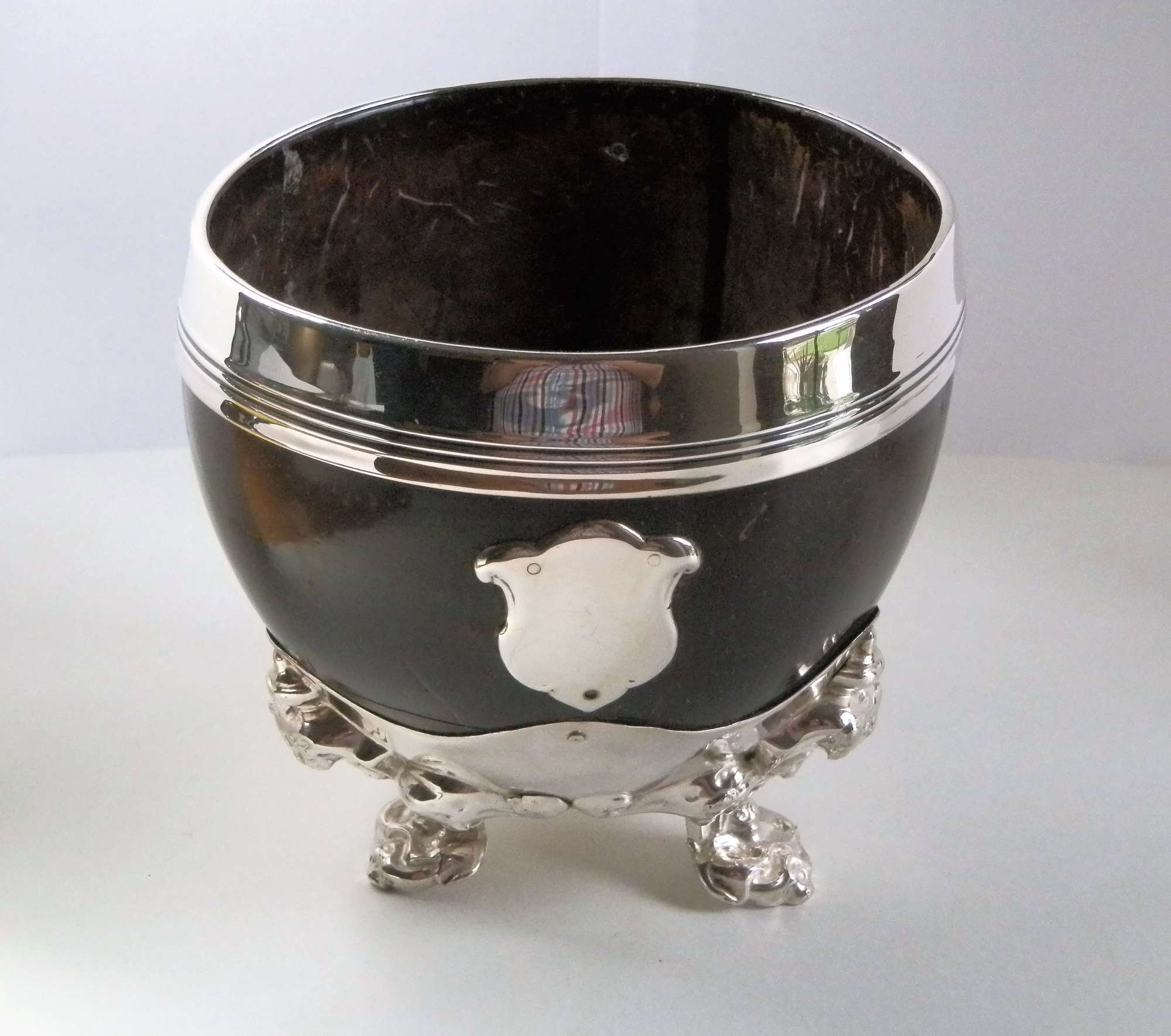 Victorian silver coconut cup, Sheffield 1852