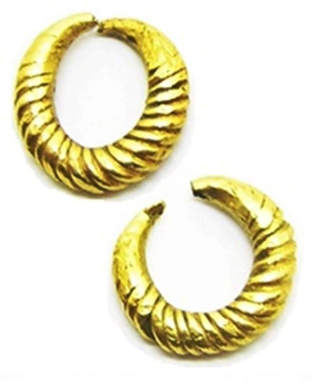 Middle Bronze Age Gold Bar Twisted Earrings Ring Money