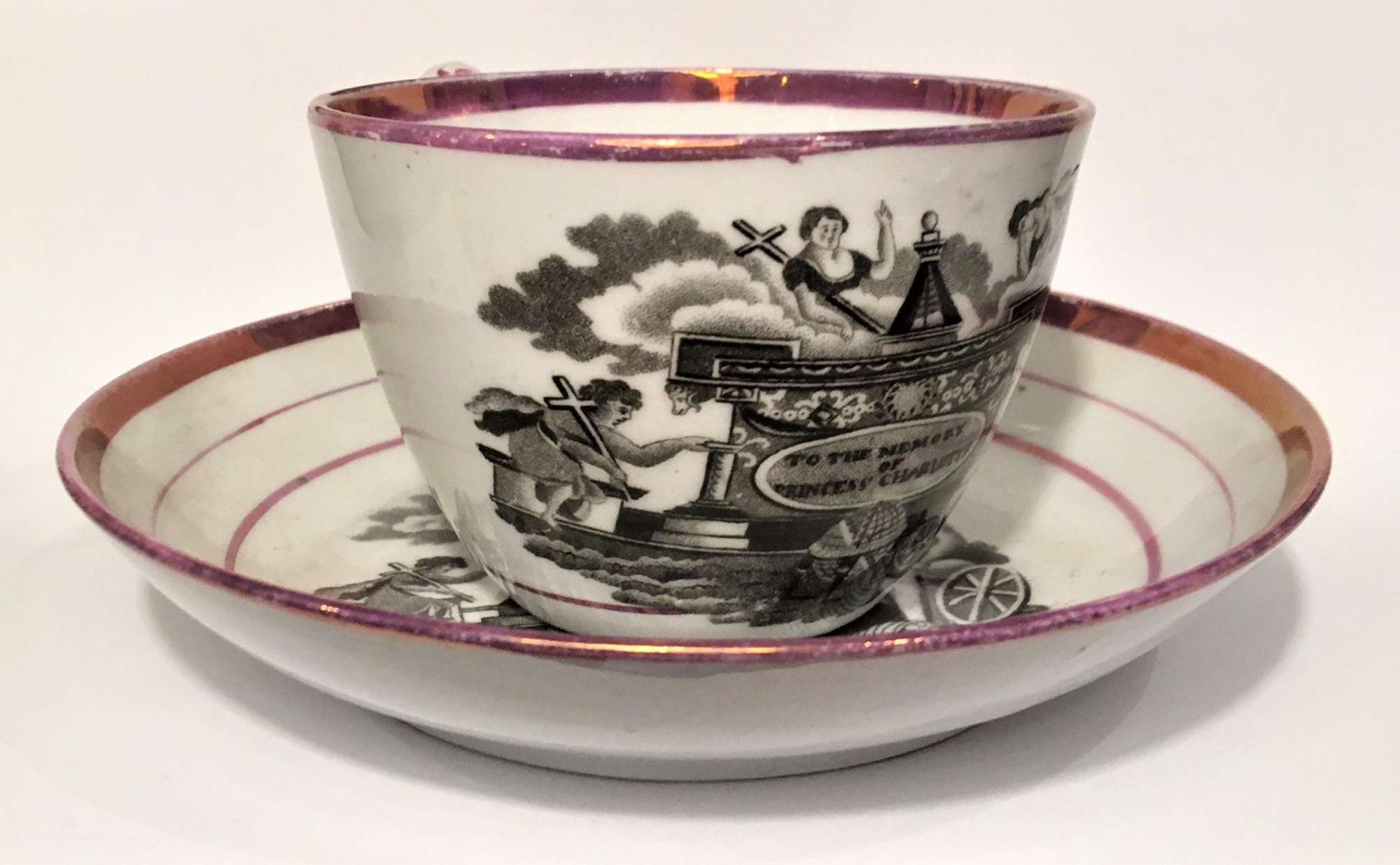 Cup and saucer commemorating the death of Princess Charlotte