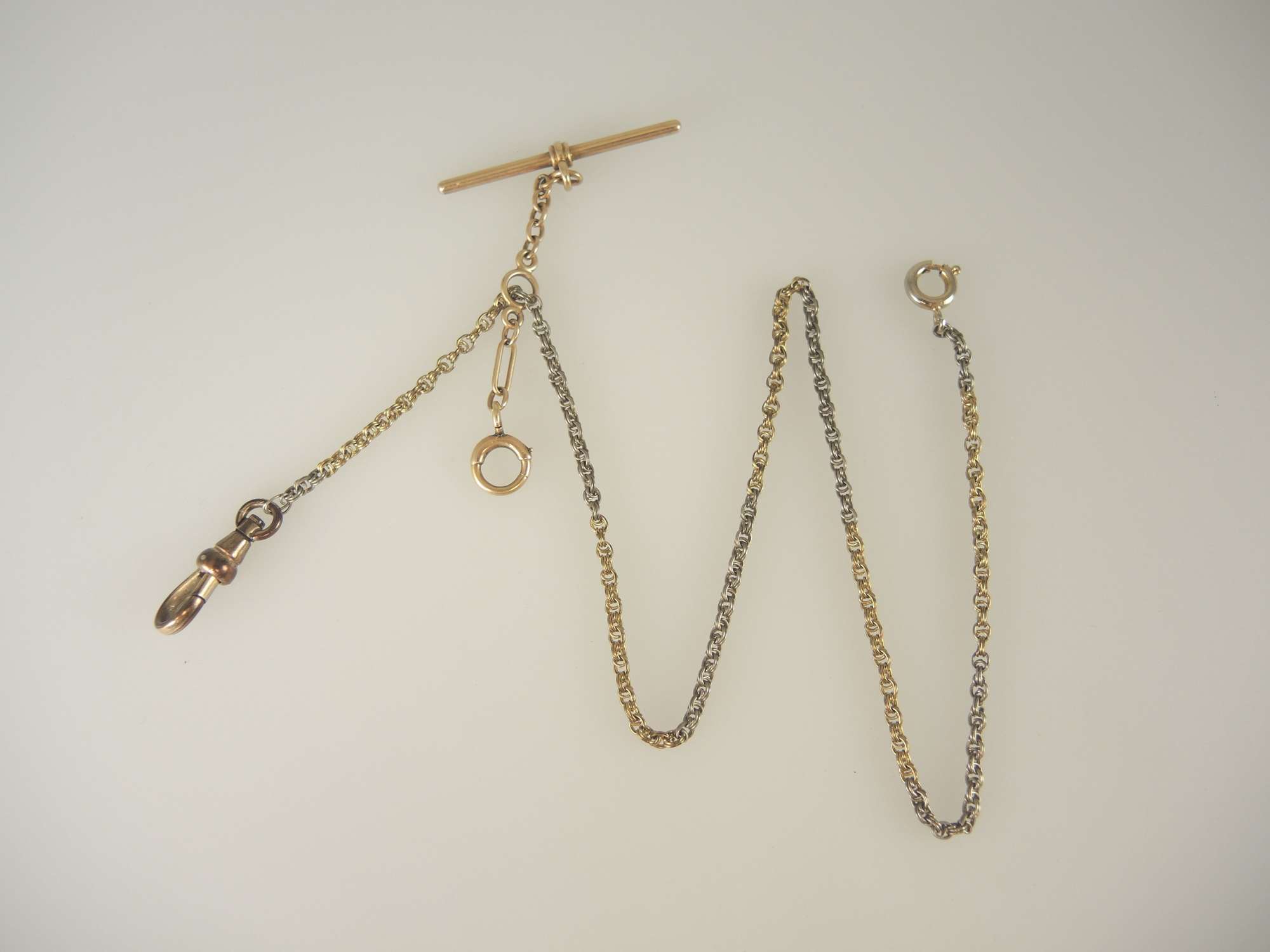 Unusual Two Colour gold filled watch chain c1910