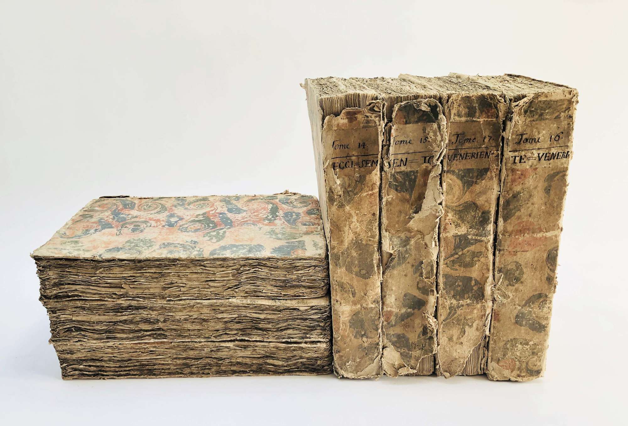 A rare and huge set of 7 French 18th c Books - printed 1765