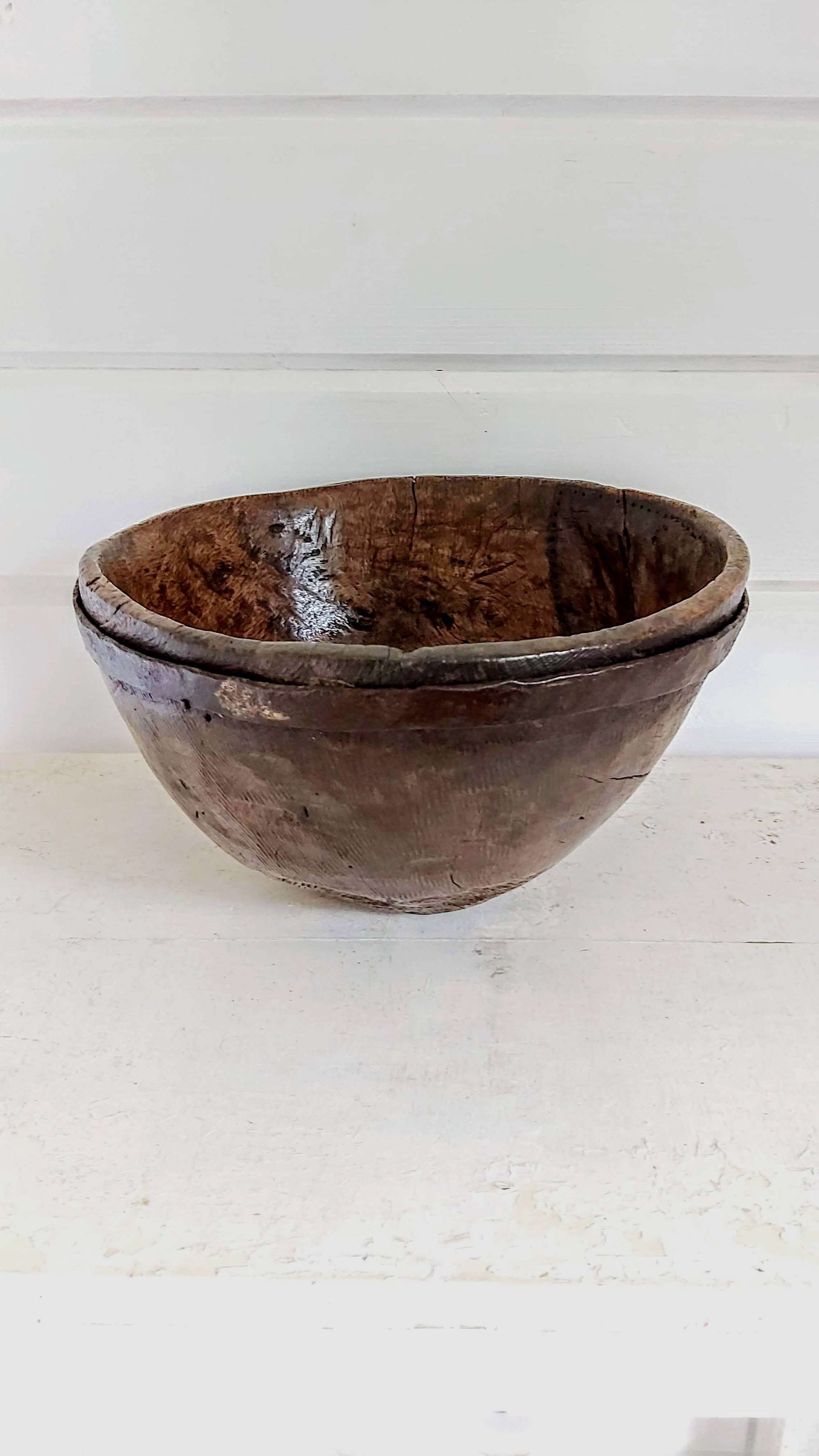 Antique primitive wooden bowl