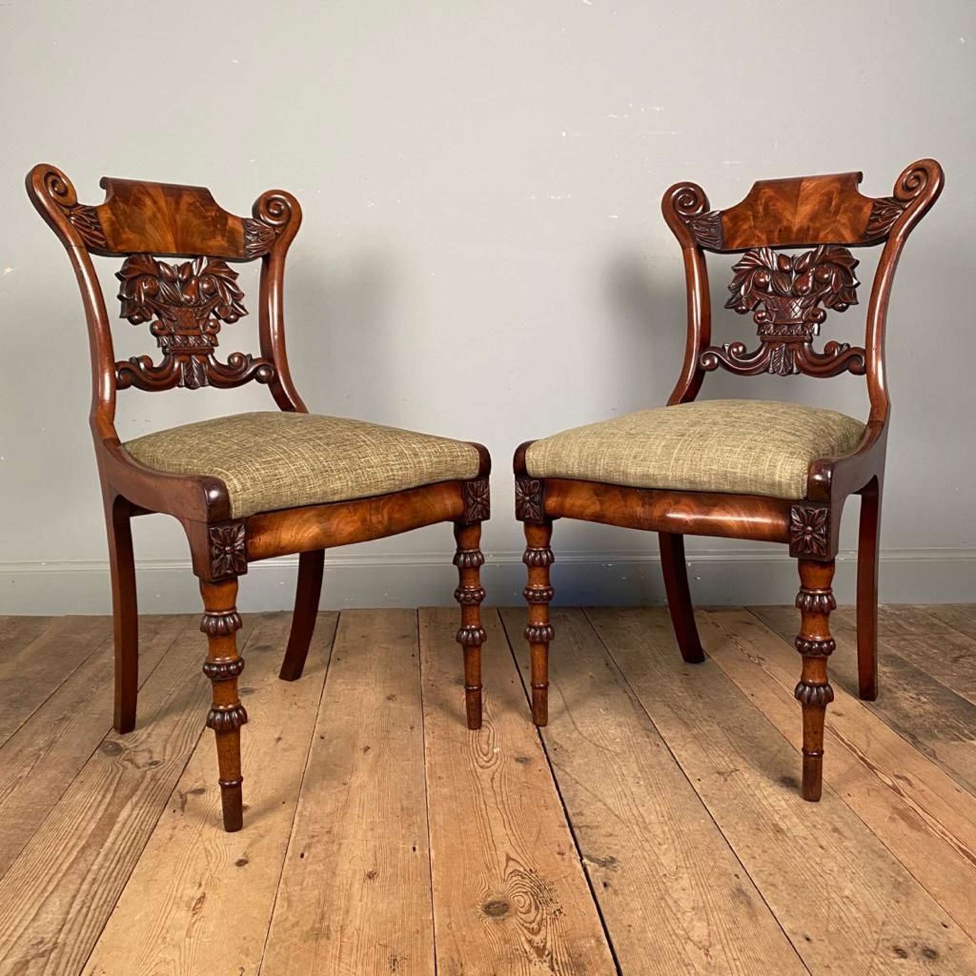 Stunning Pair of Mahogany Side Chairs