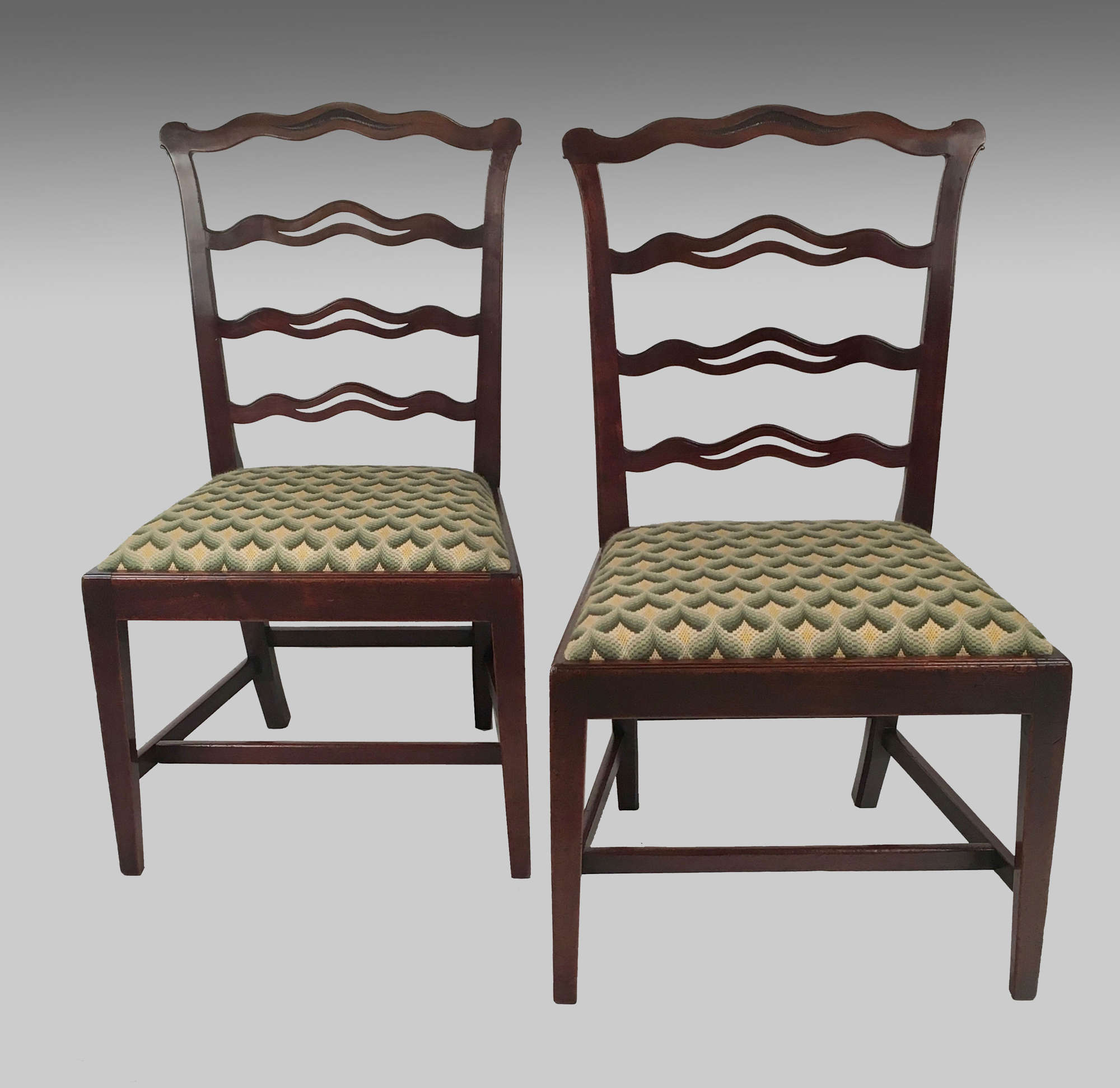Pair Georgian mahogany ladderback chairs