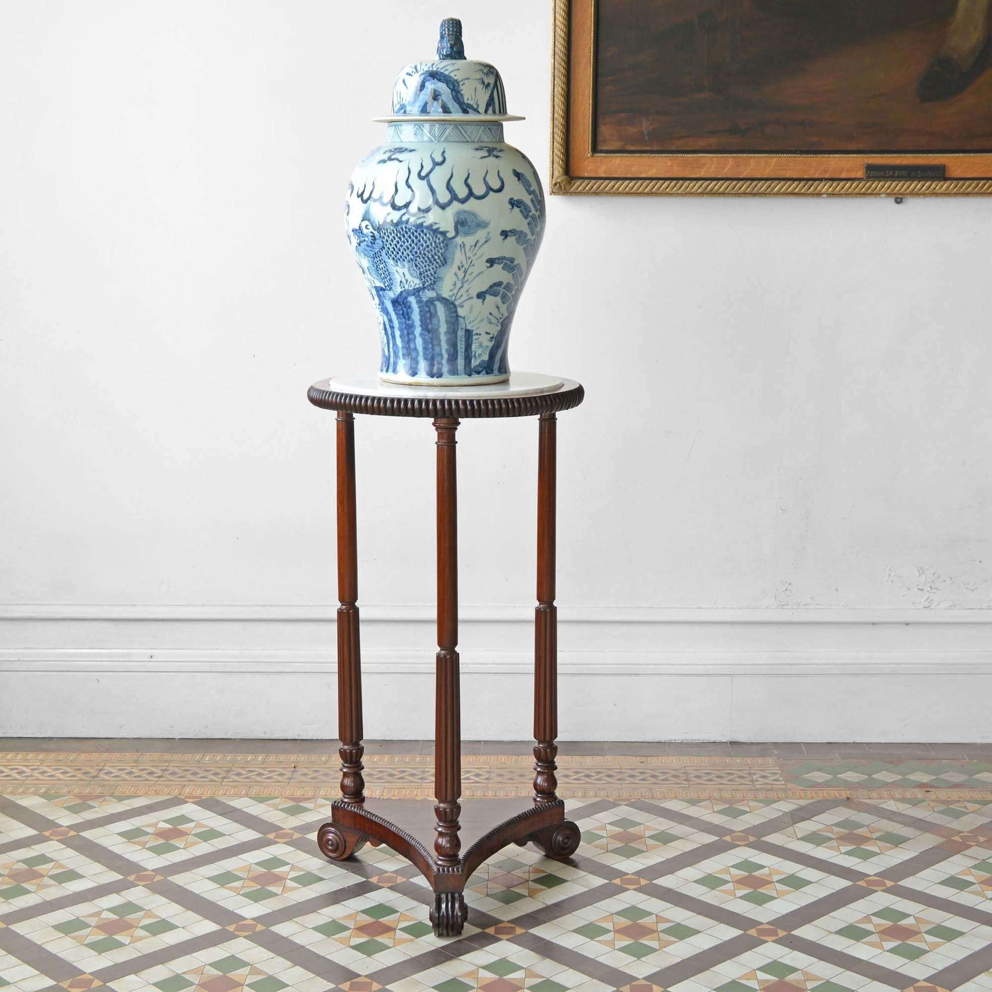 Regency rosewood and marble pedestal