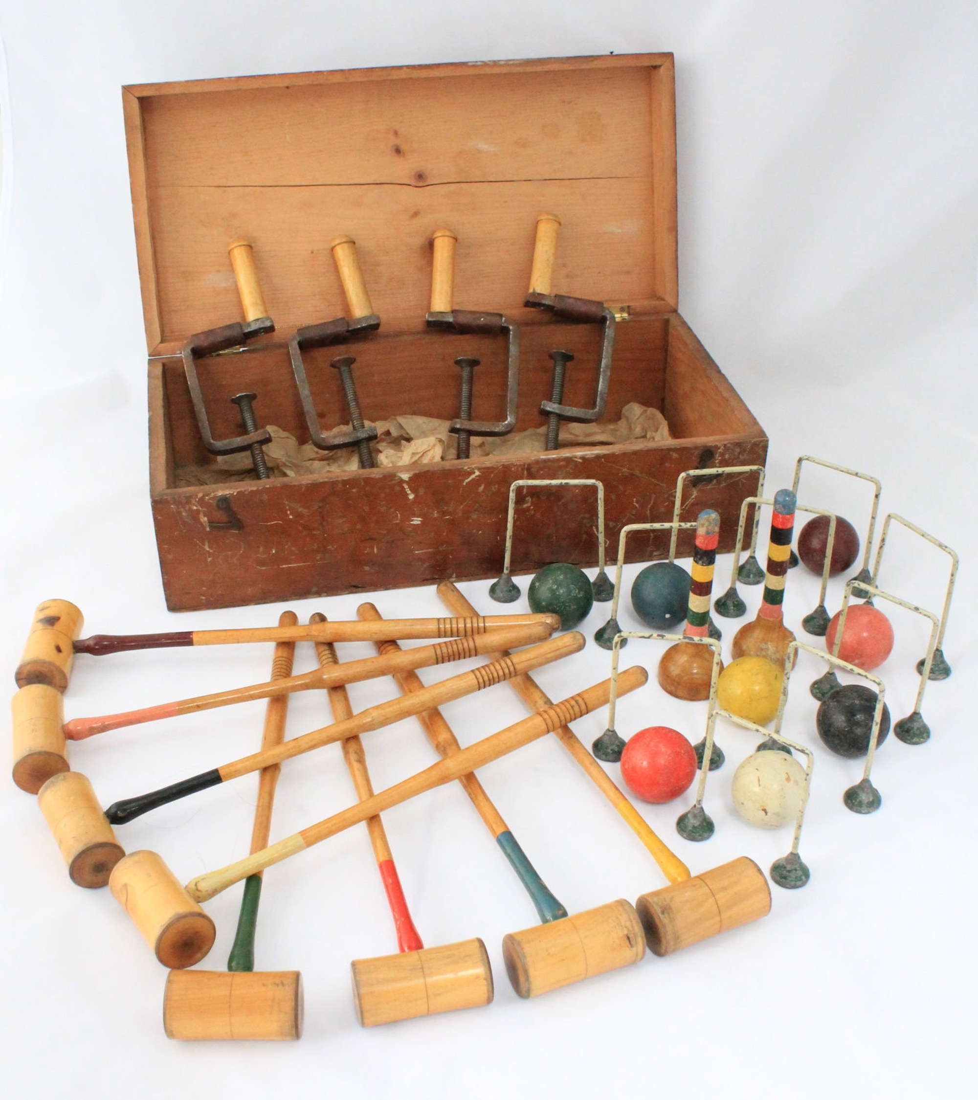A Victorian table croquet set