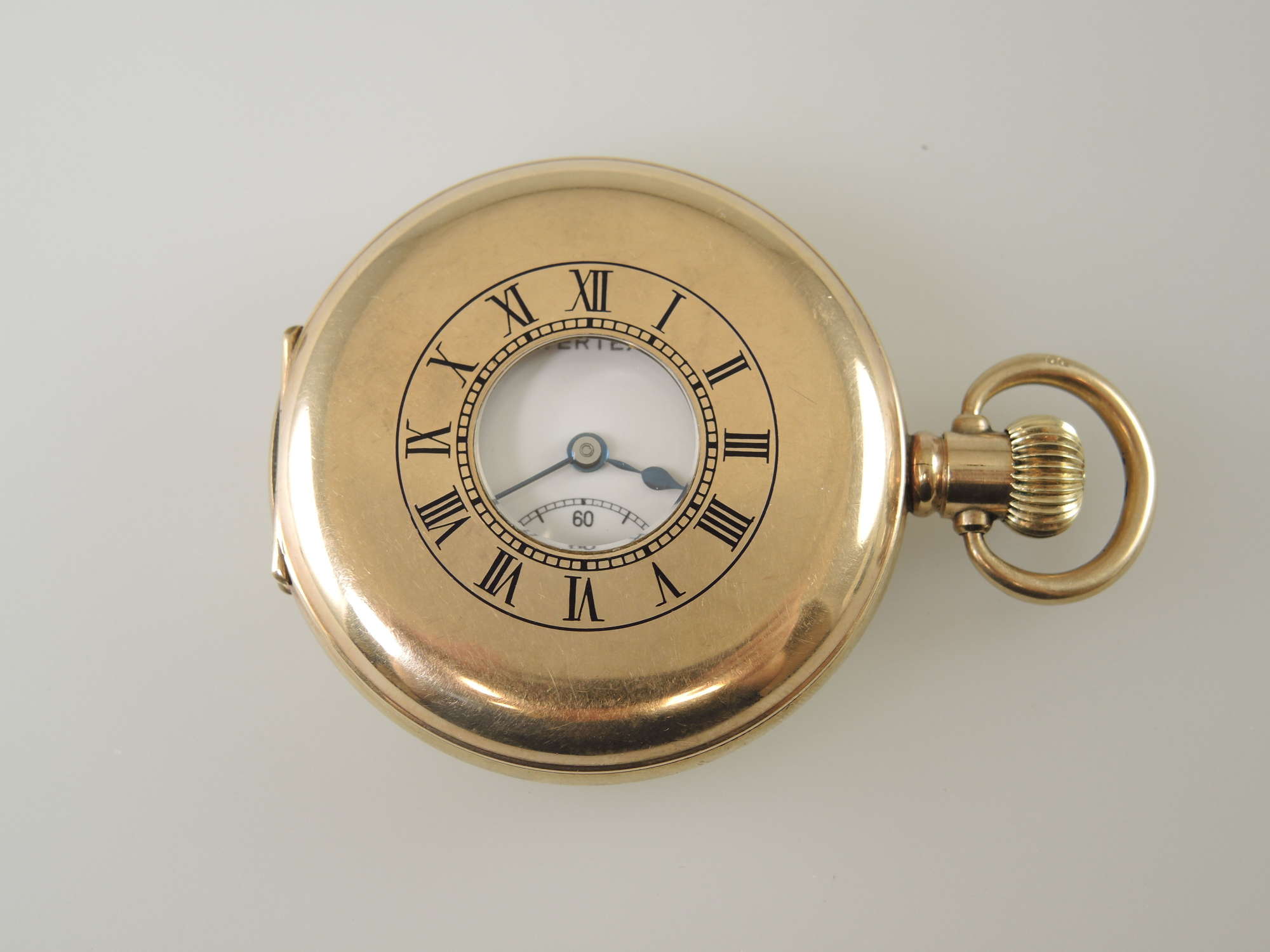 Gold plated half hunter pocket watch by Vertex c1930