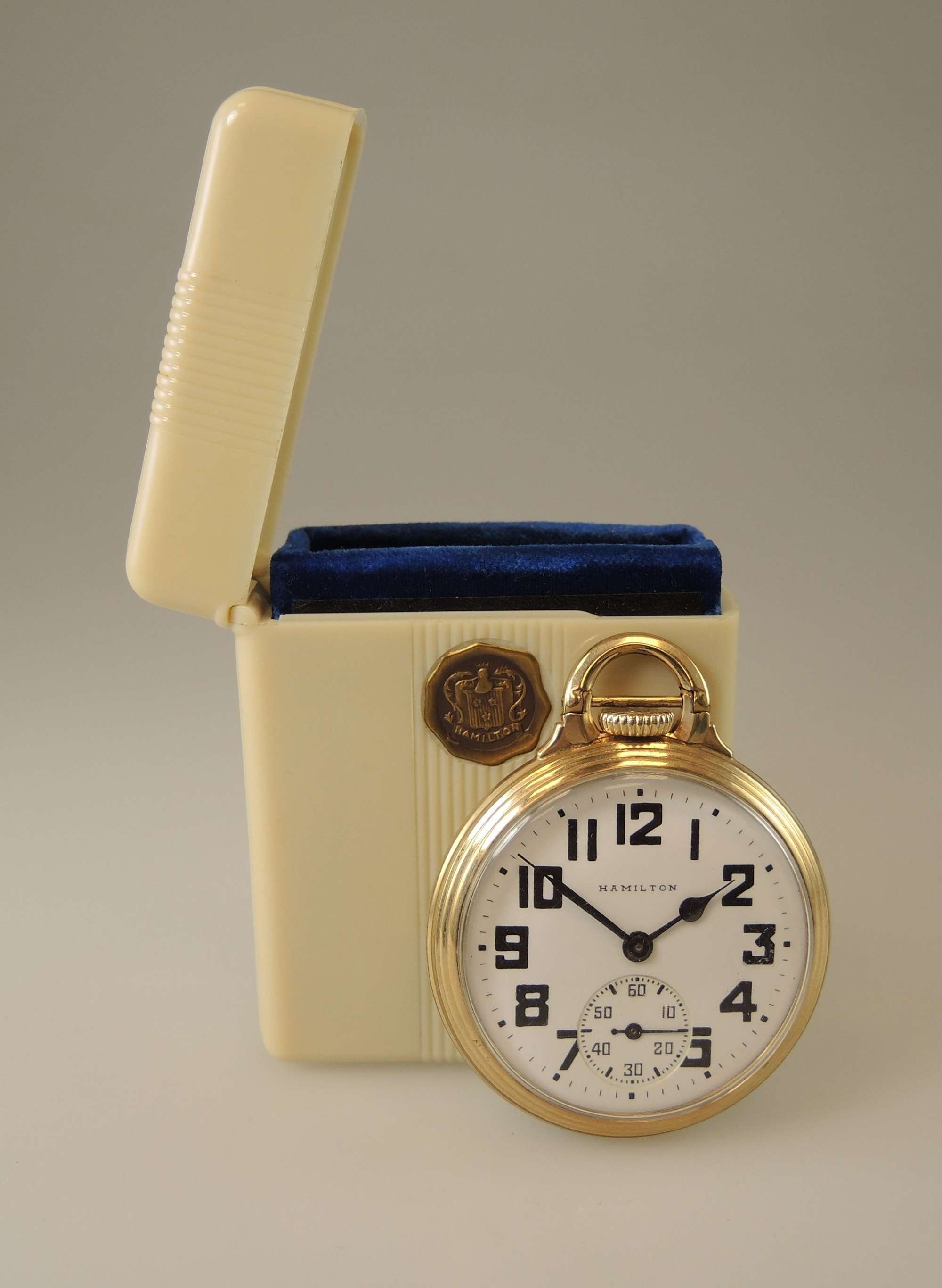 16 size 21 Jewel Hamilton 992B Railroad Pocket Watch with Box c1945