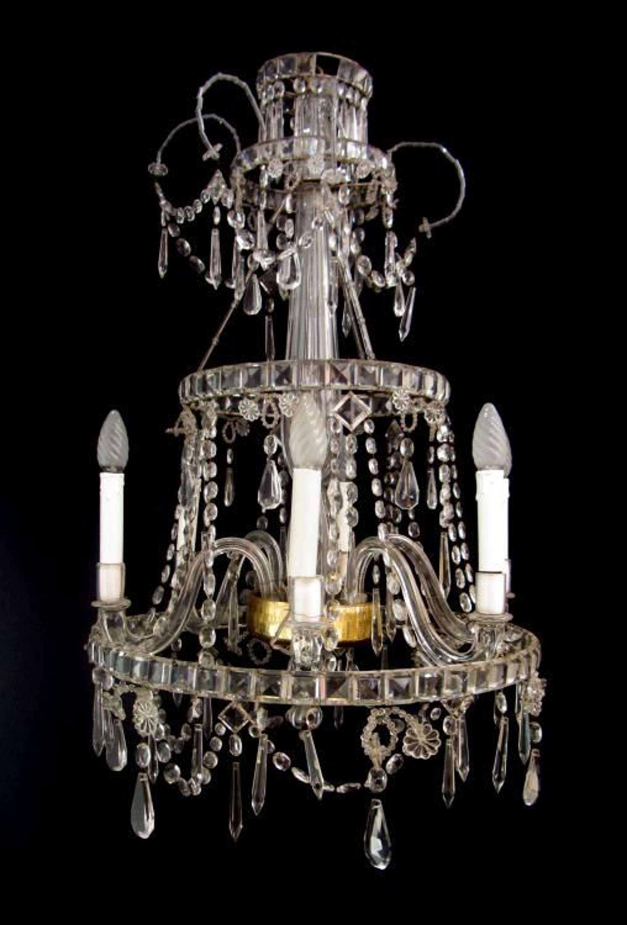 An unusual glass chandelier