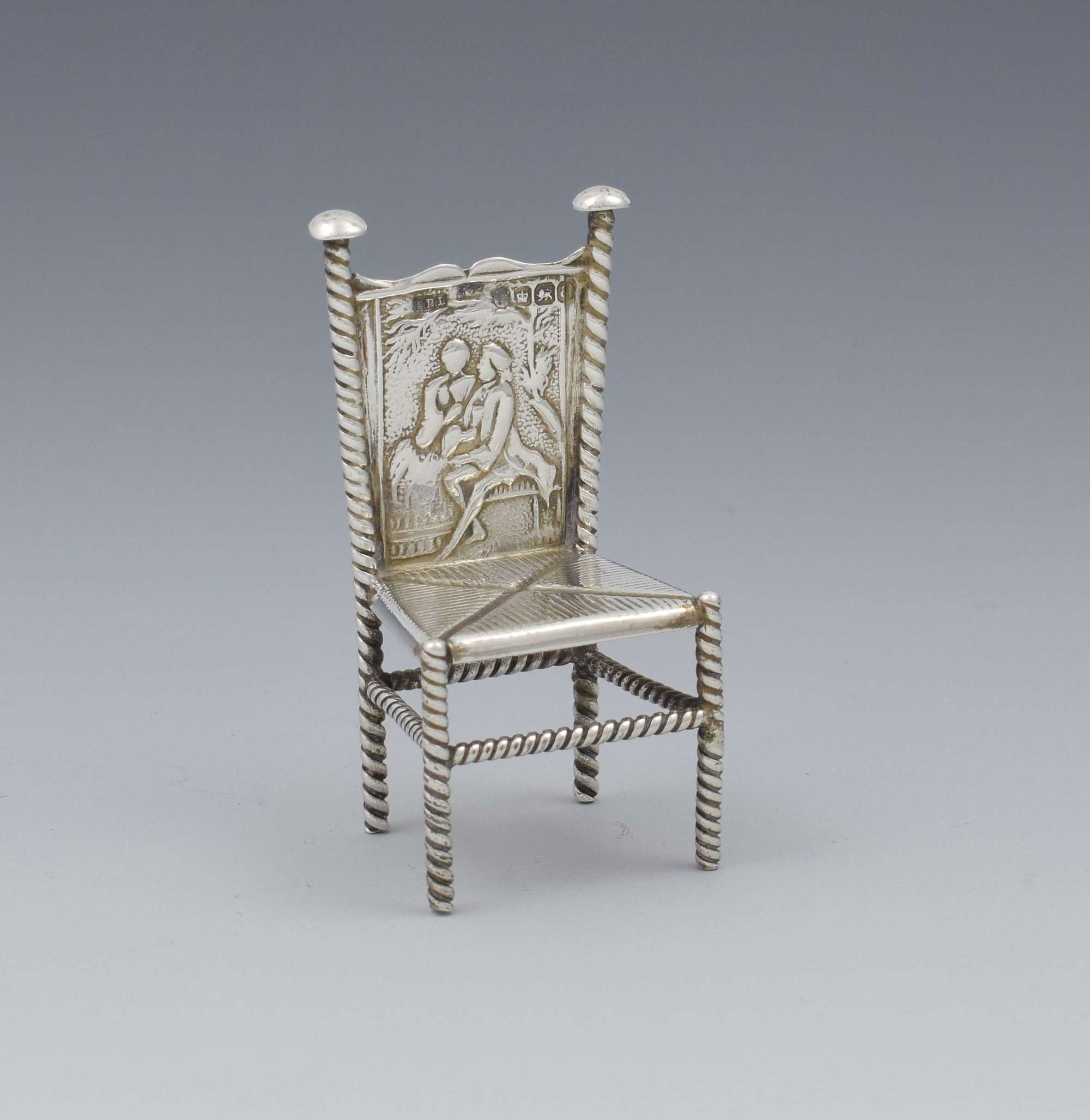 Late 19th Century Dutch Silver Miniature Chair Import Marks 1893