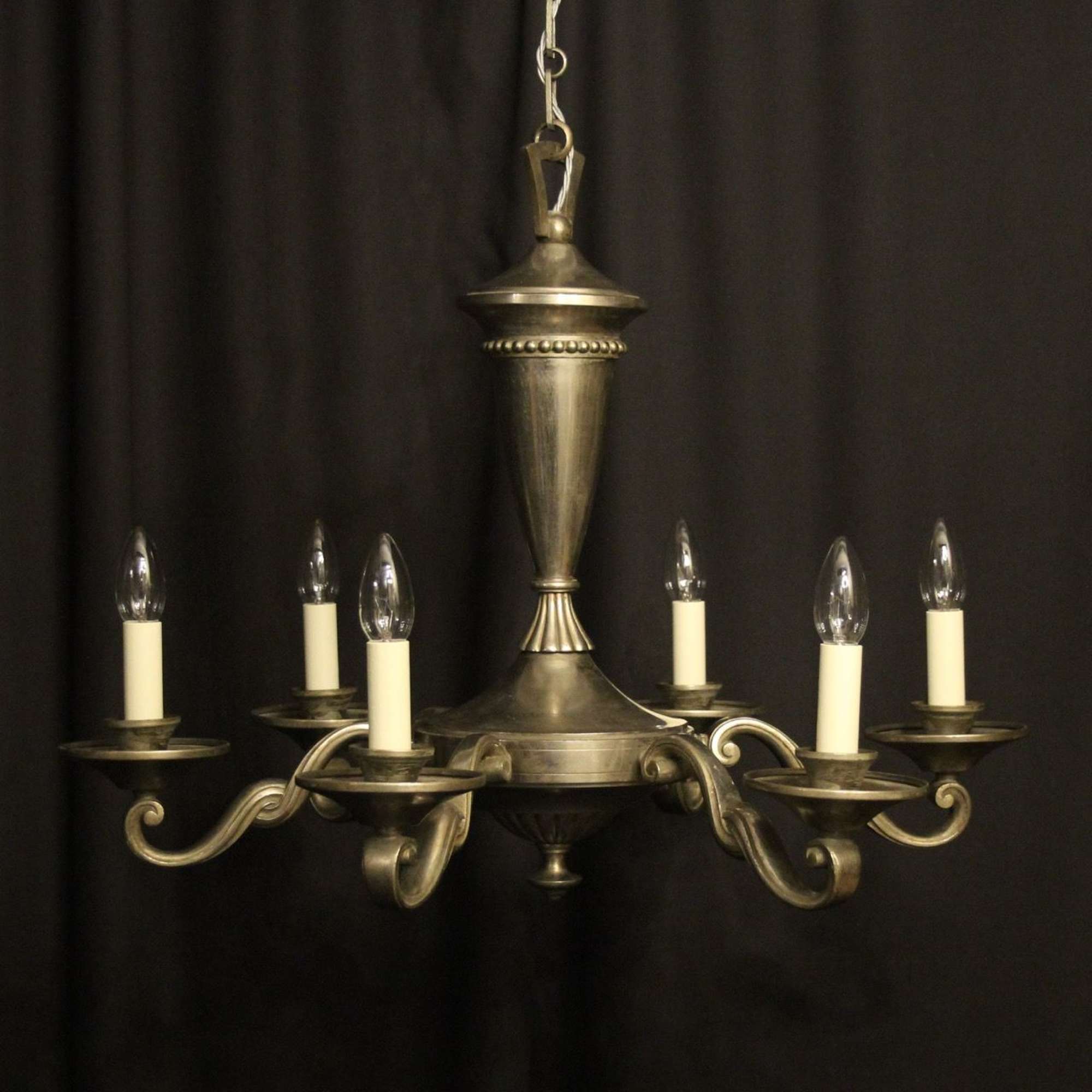 French Silver Gilded 6 Light Antique Chandelier