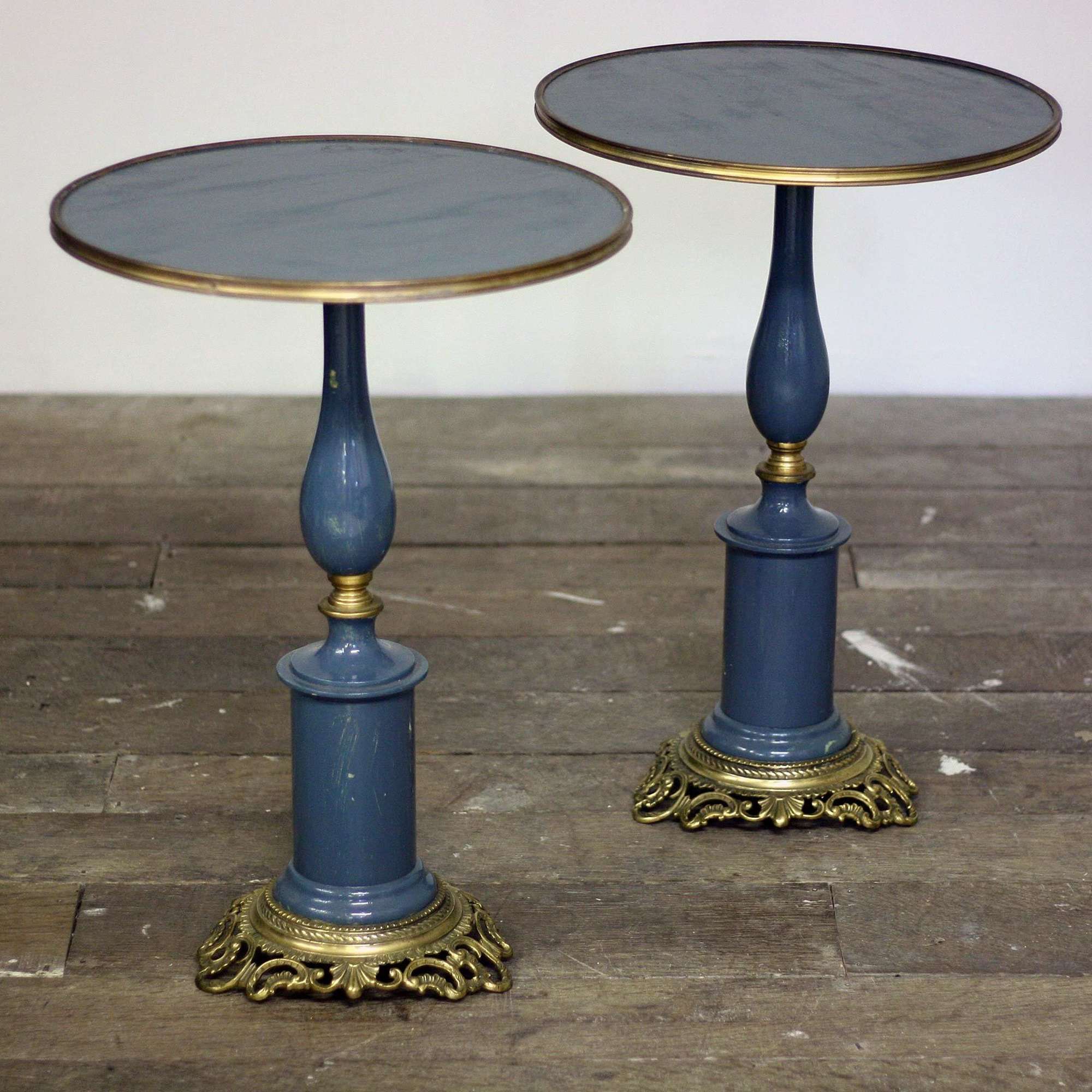 Pair of 20th Century Blue Circular Top Side tables