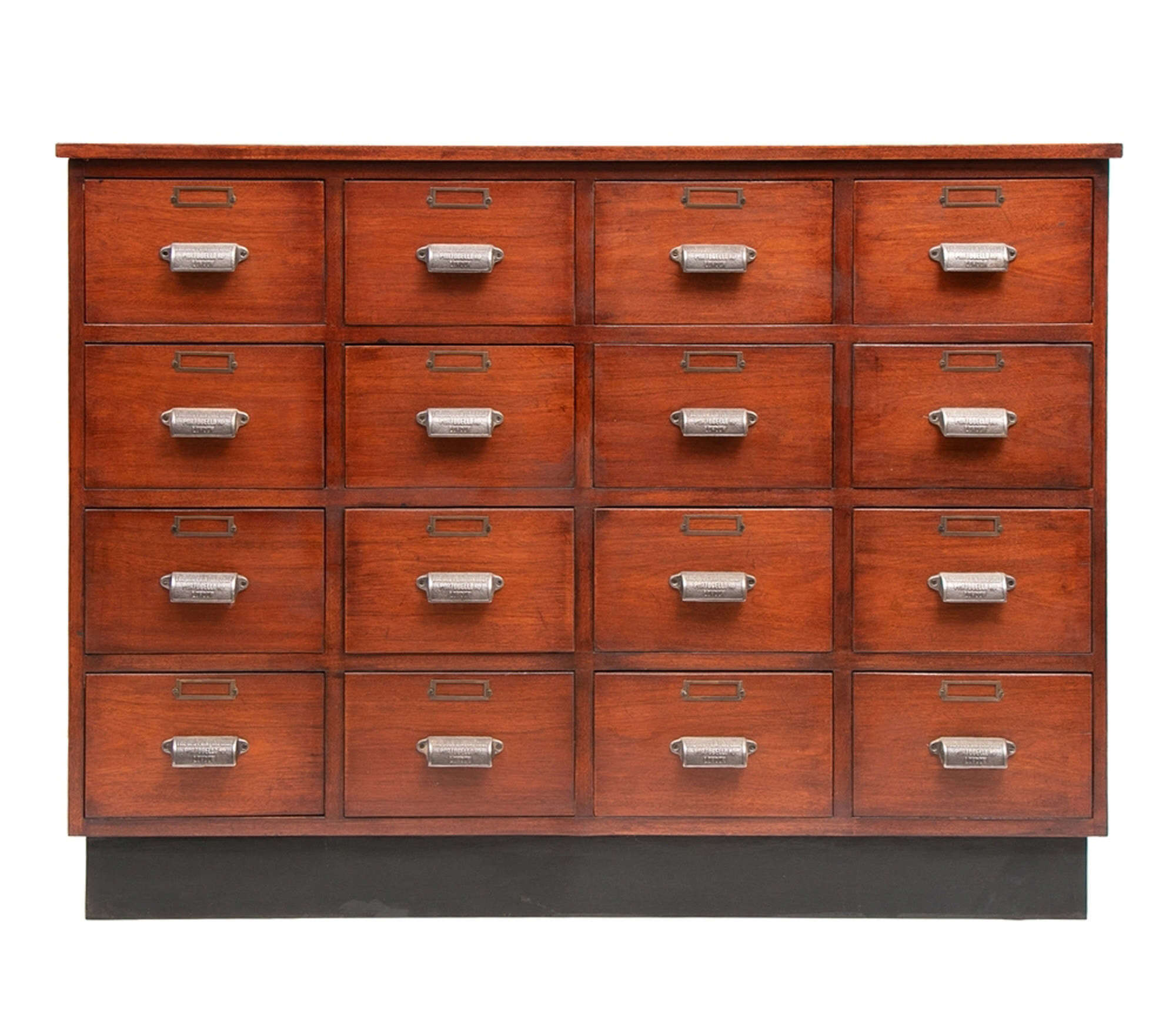 A contemporary bank of drawers made in mahogany