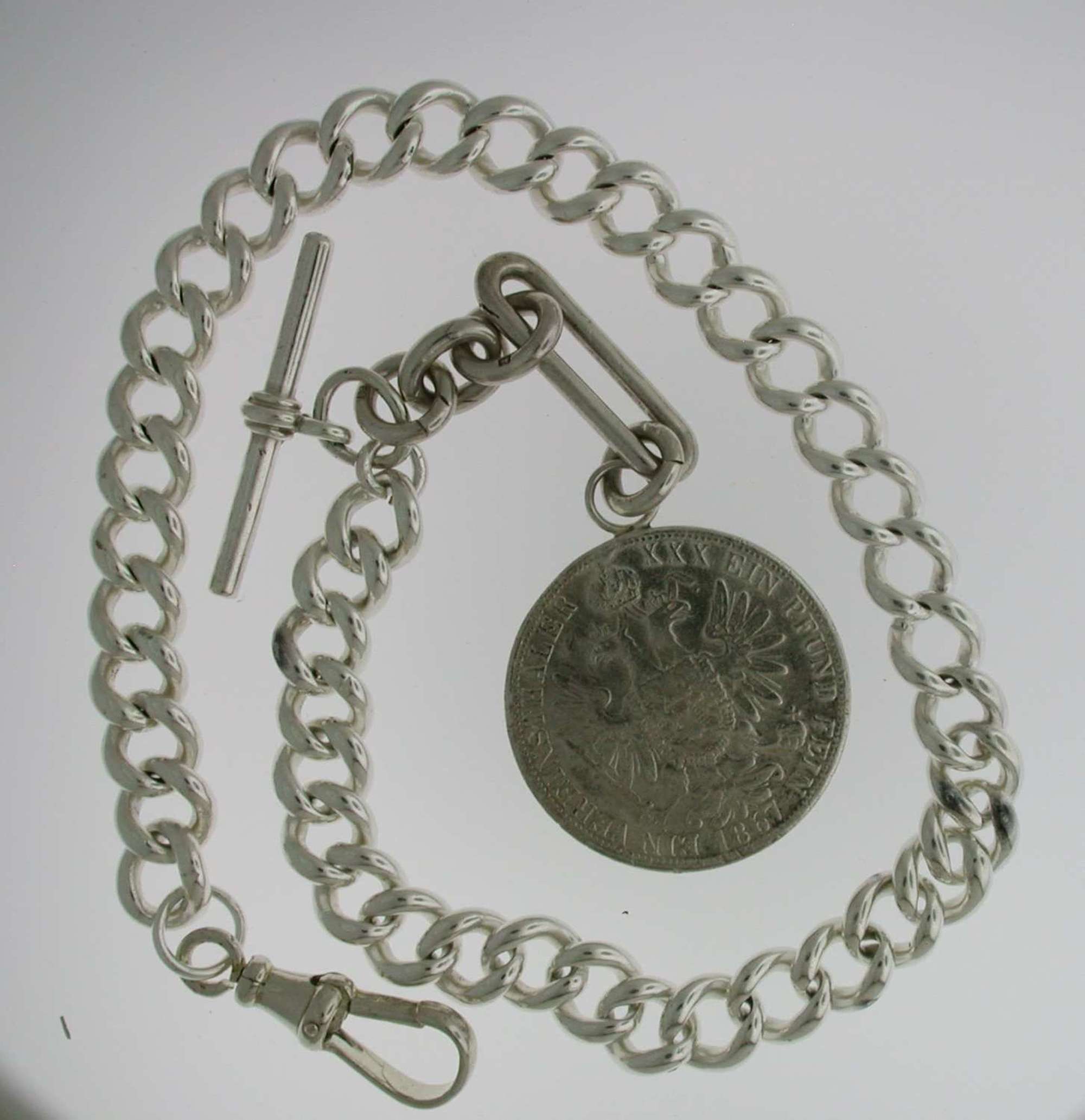 Heavy Silver Pocket Watch T-Albert Chain (60)