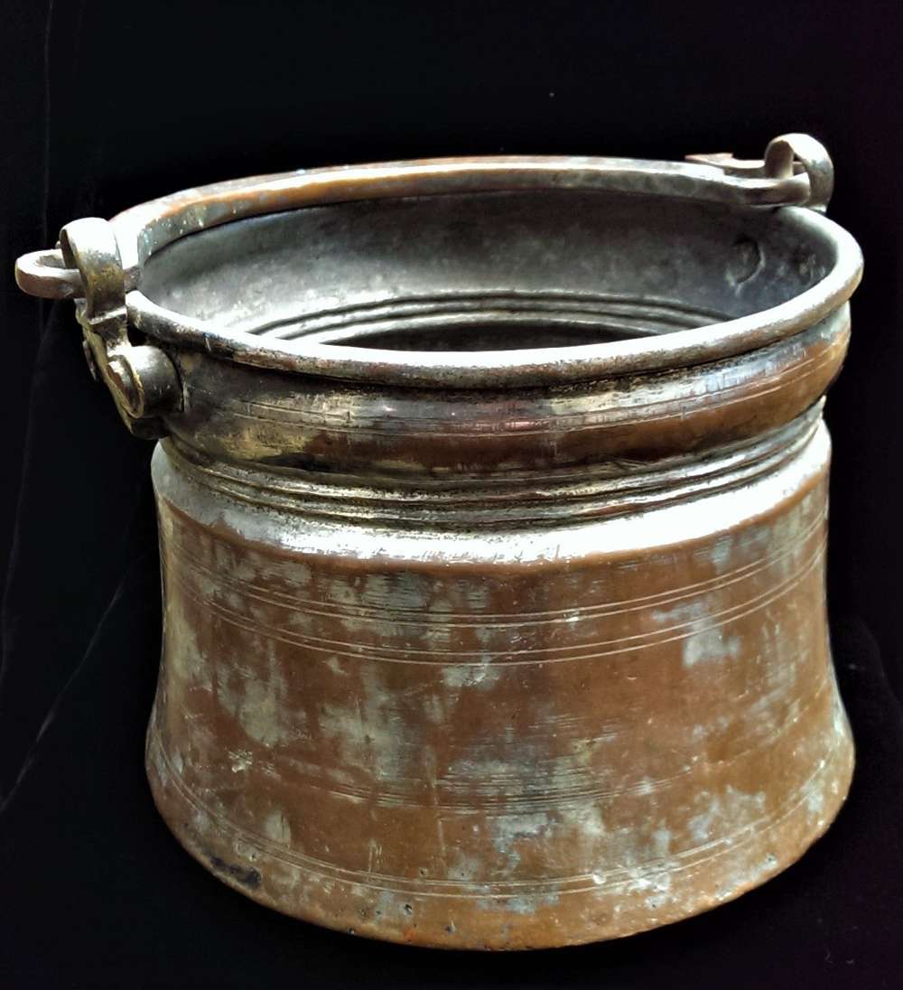 Ottoman or Persian Qajar Dynasty Tinned Copper Pail
