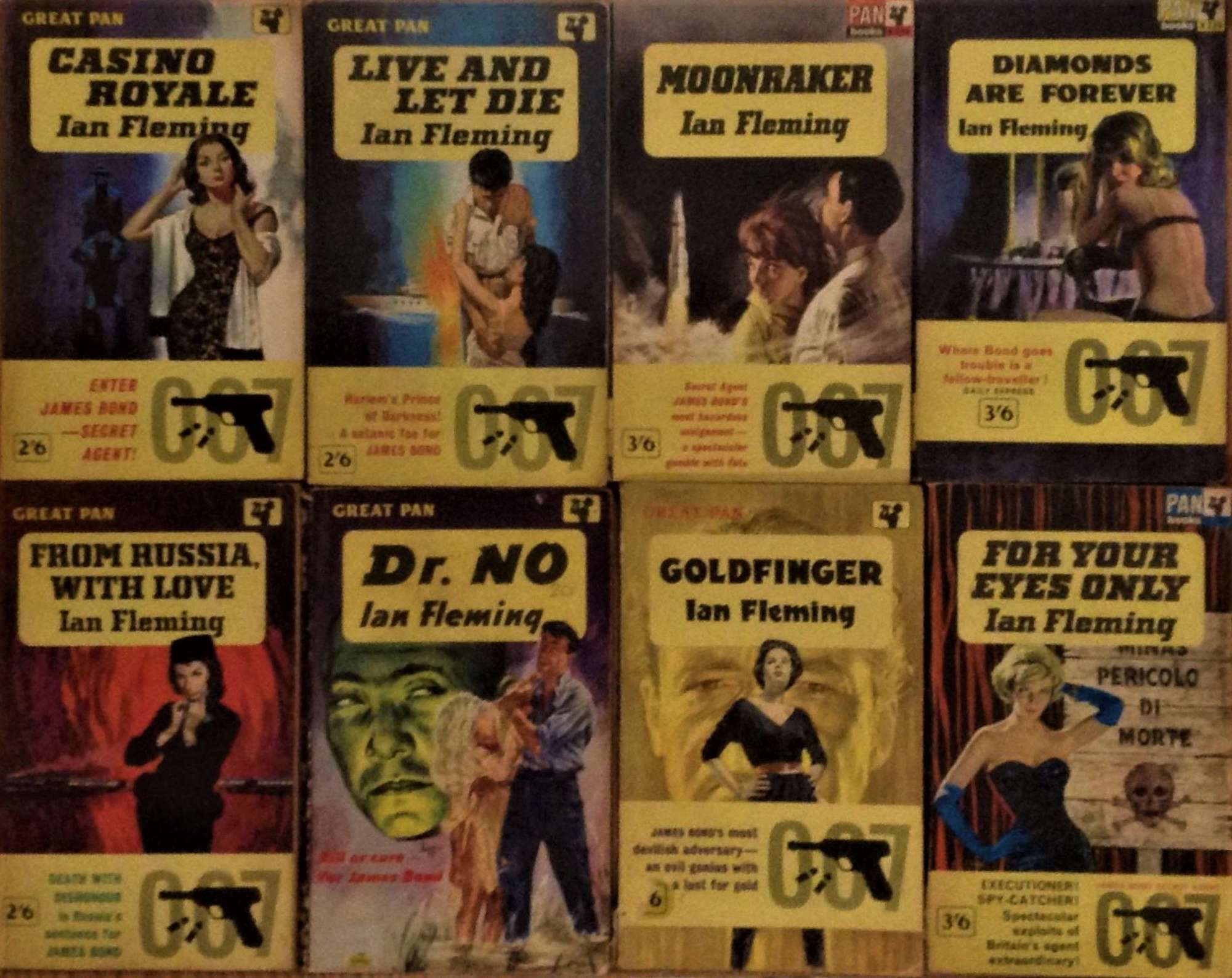 Vintage set of the first eight of Ian Fleming's 