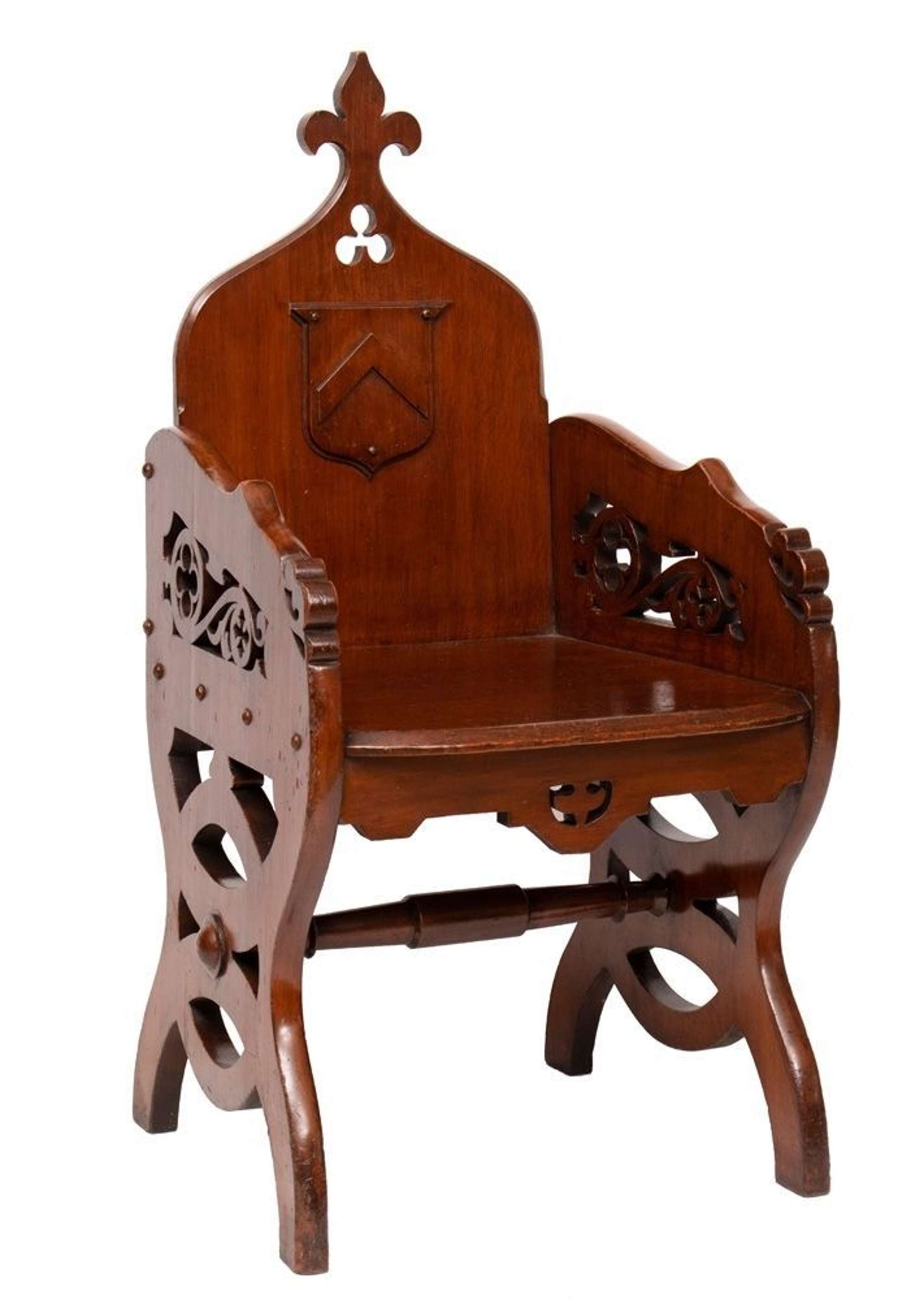 19th C ecclesiastical Gothic revival Priests' chair