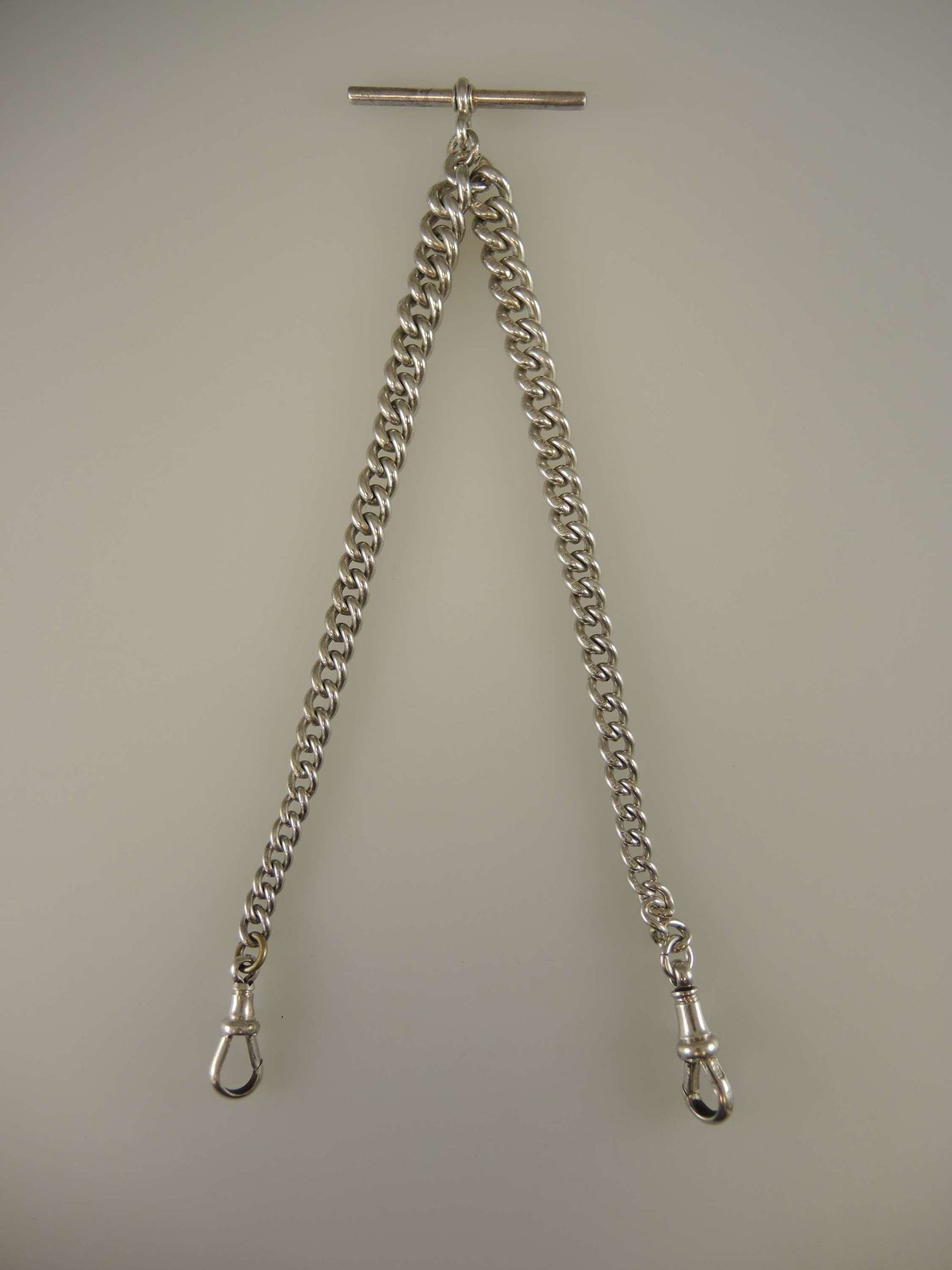 Victorian English silver double pocket watch chain Birmingham 1902