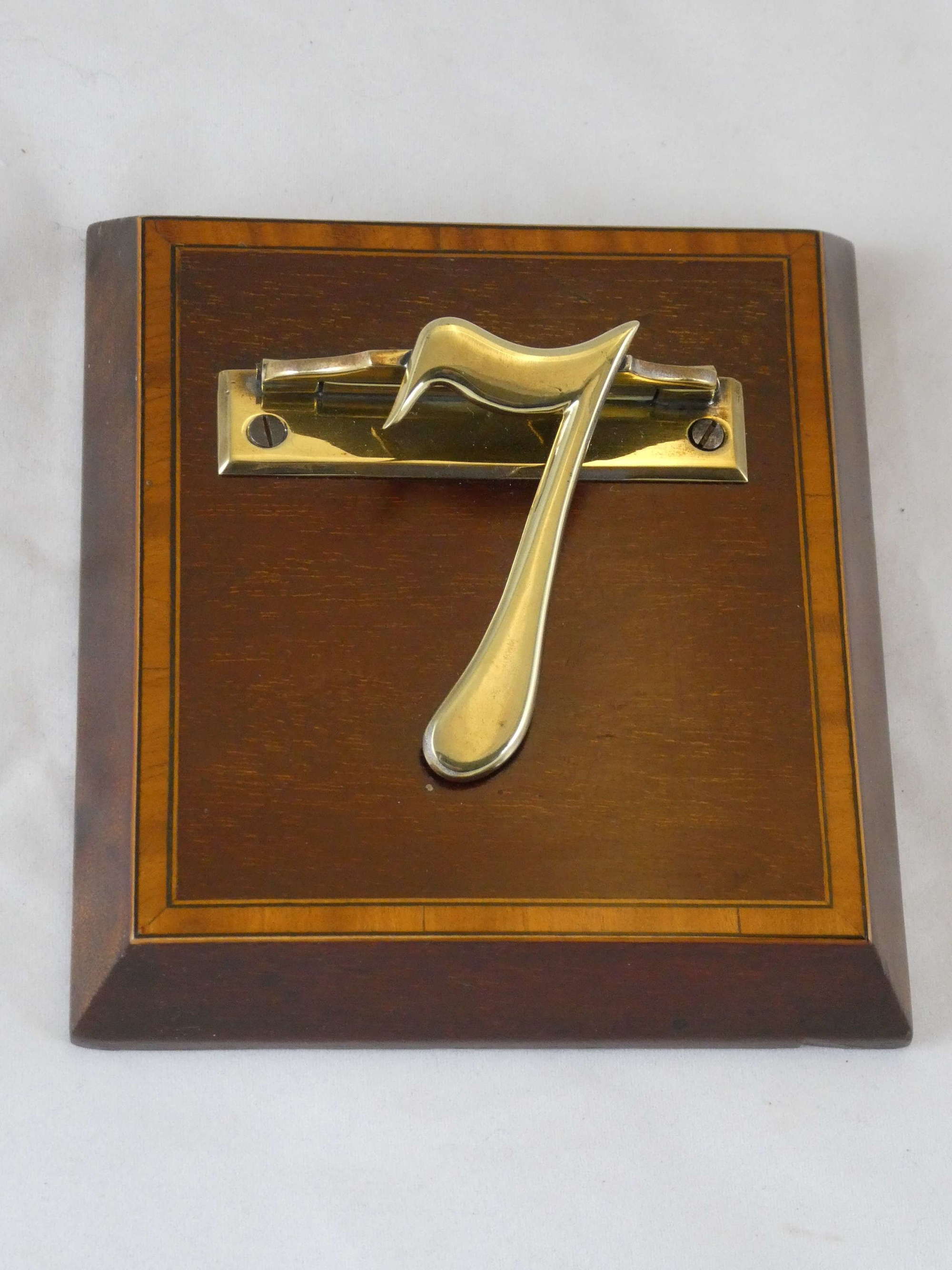 Edwardian Inlaid Mahogany and Brass No. 7 Letter Clip