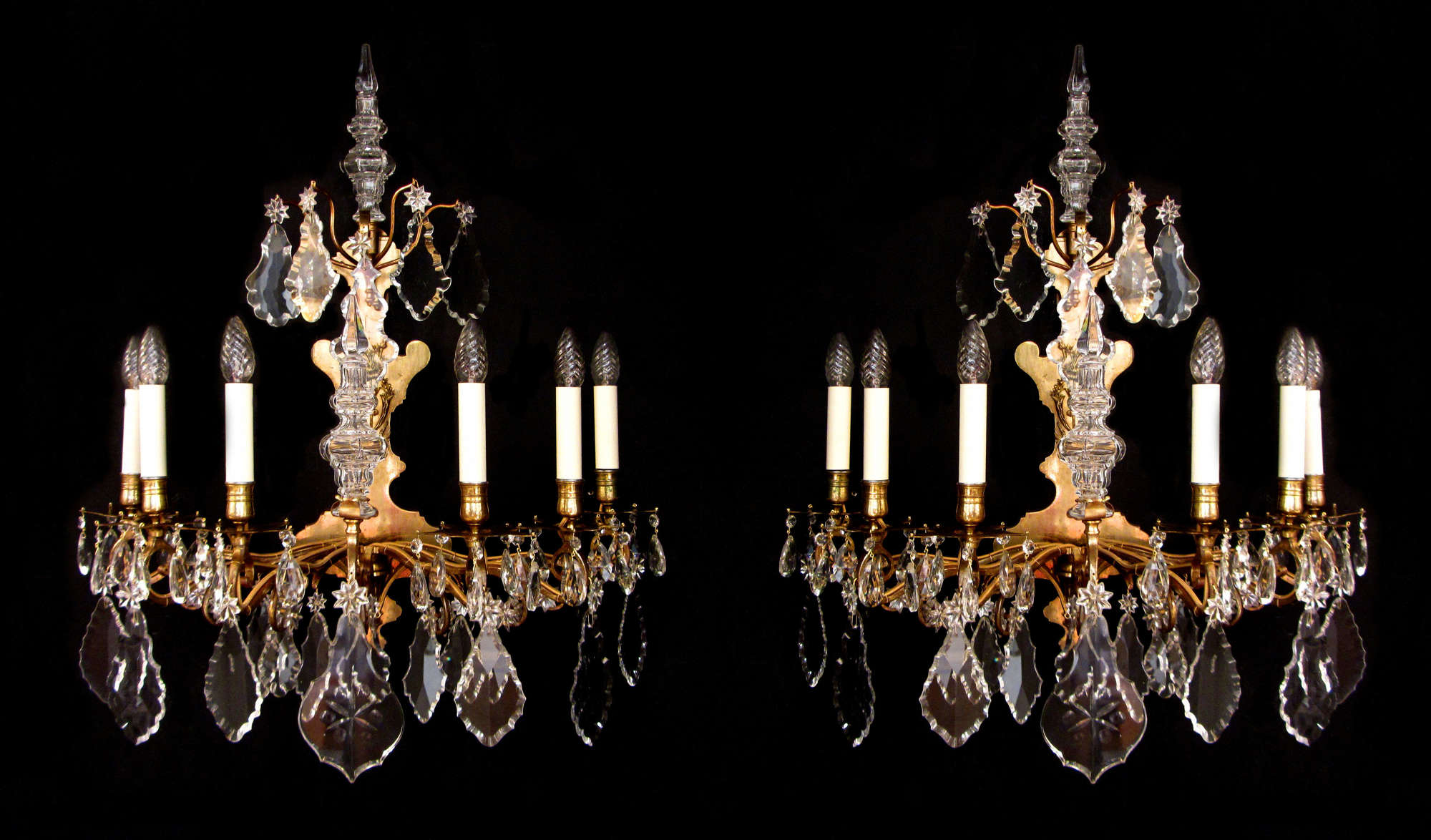 A large pair of 18th century wall lights