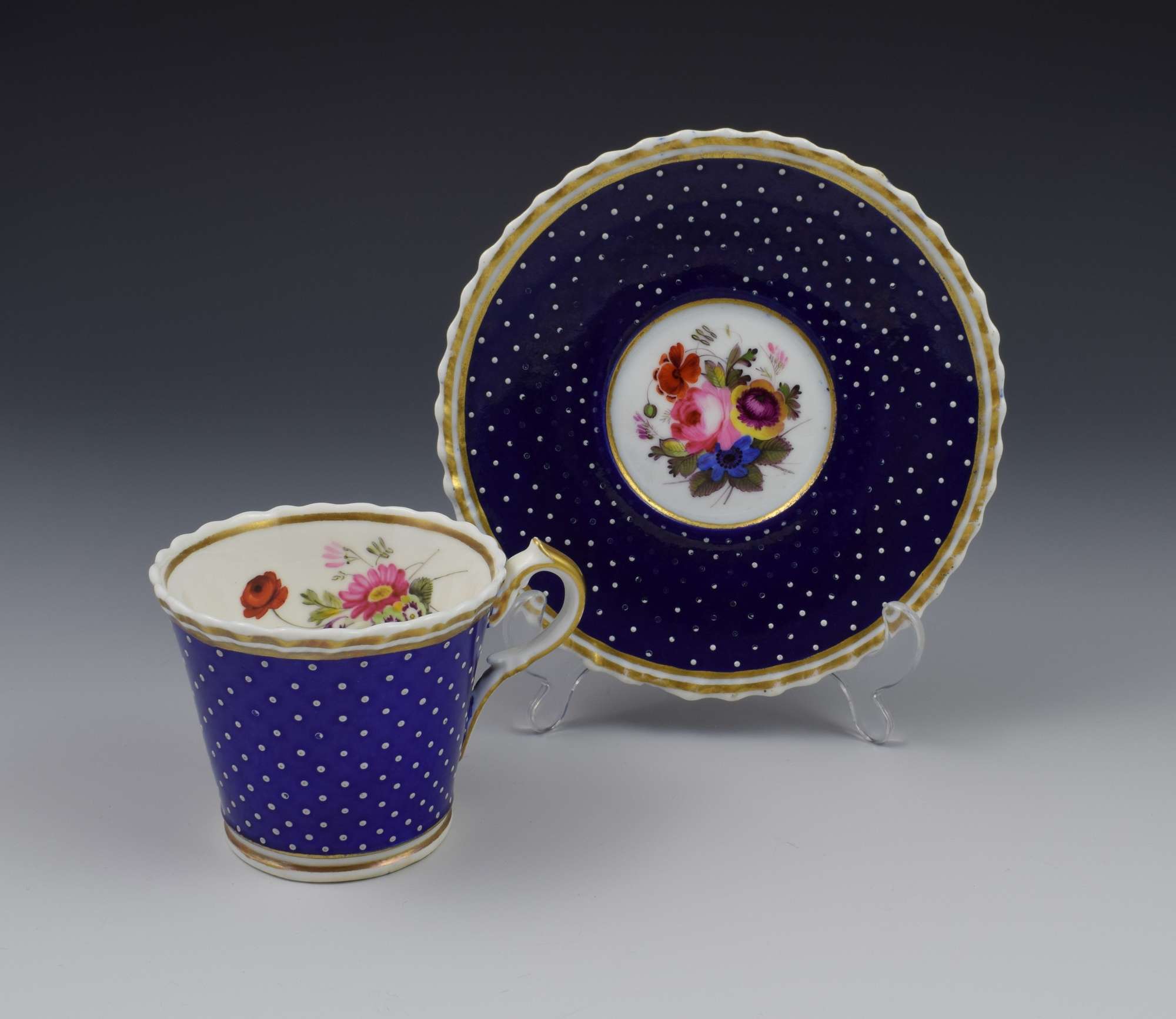 Regency Chamberlain Worcester Porcelain Coffee Cup & Saucer C.1820