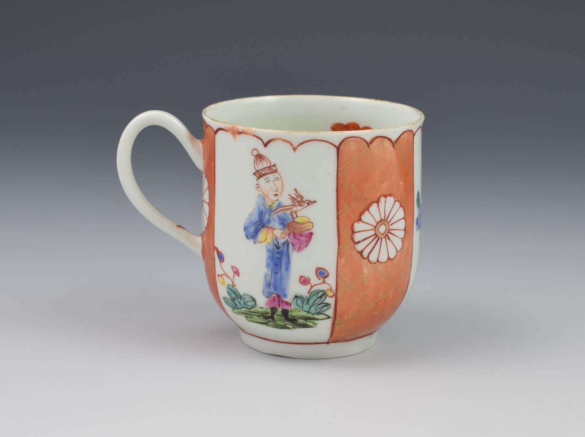 First Period Worcester Japanese Style Panelled Coffee Cup C.1770