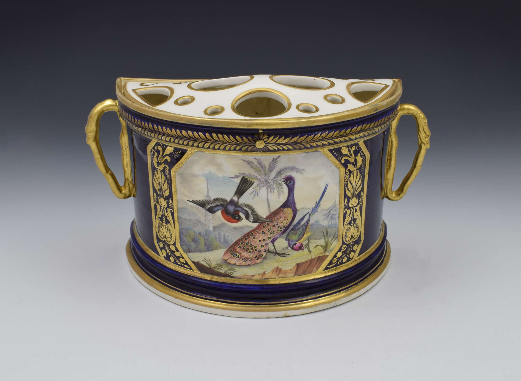 Bloor Period Derby Porcelain Bough Pot Dodson Exotic Birds c.1815
