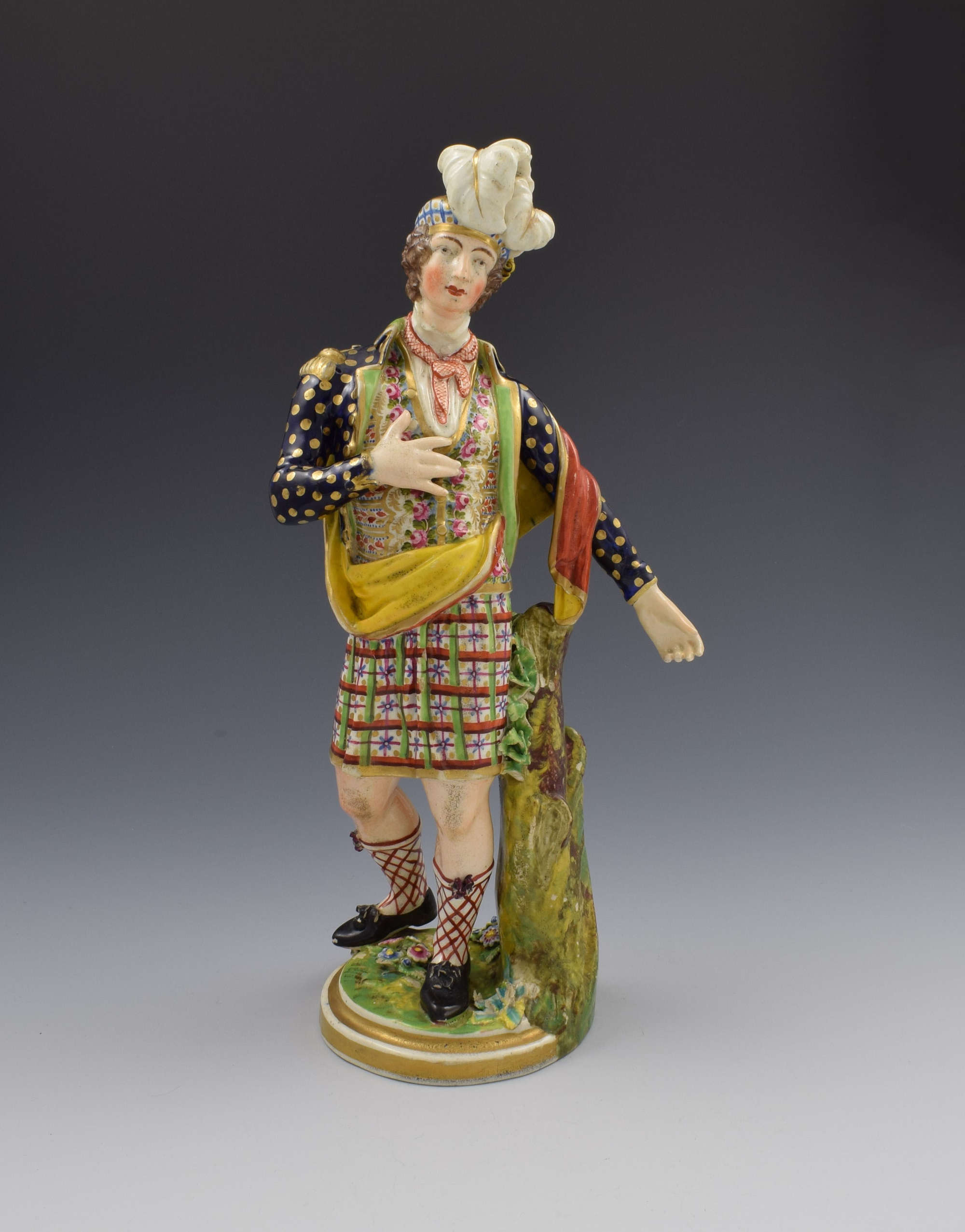 Large Derby Porcelain Figure Of A Scotsman 