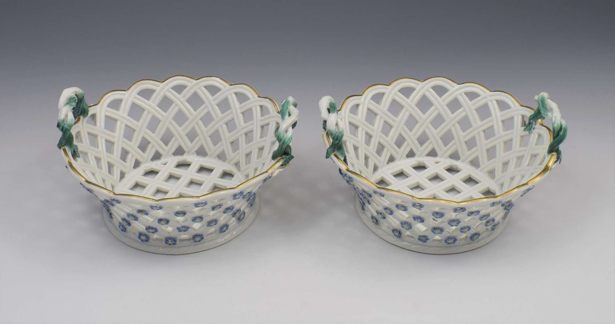 Pair 18th Century Meissen Porcelain Pierced Baskets, c.1765