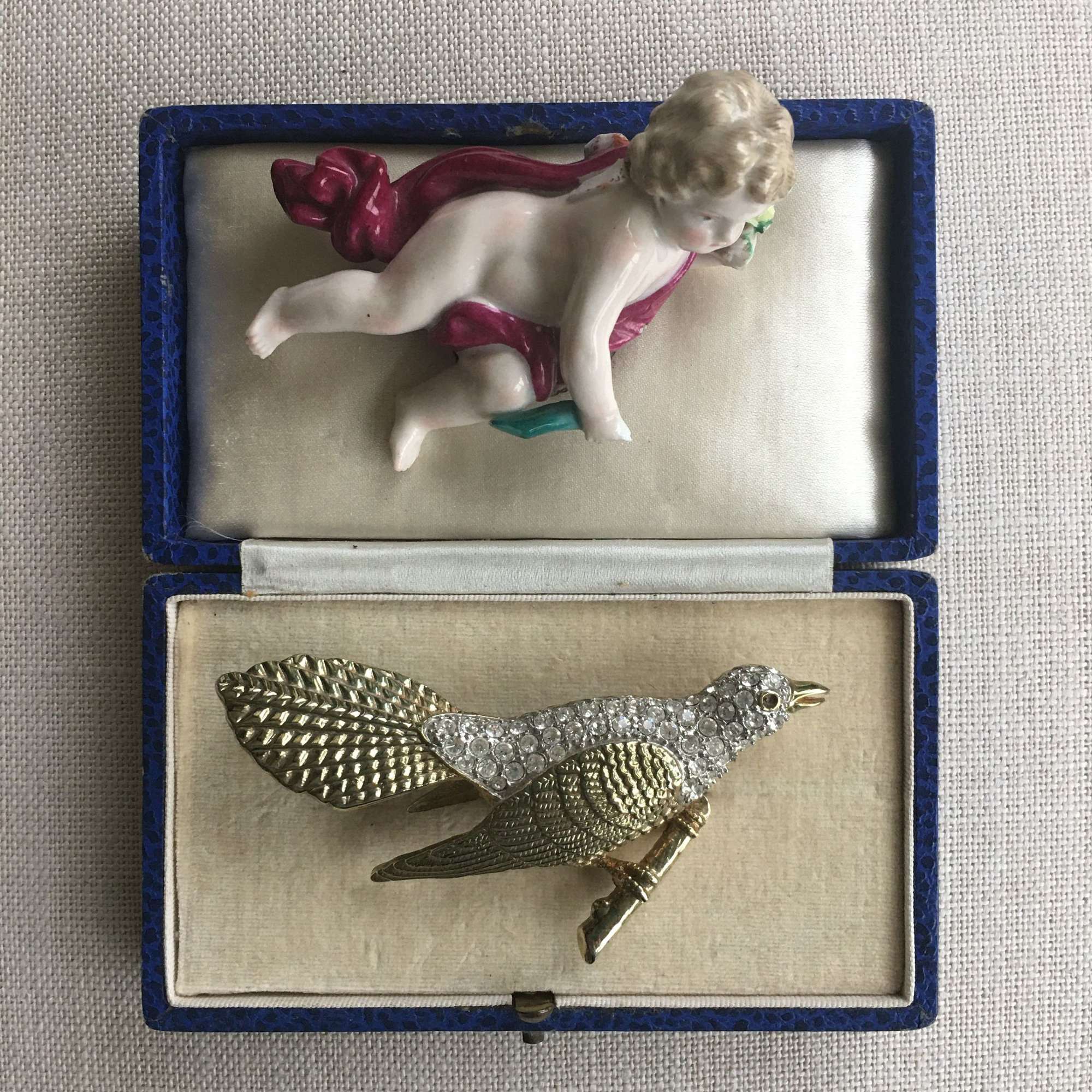 Large paste cuckoo brooch late 20th century