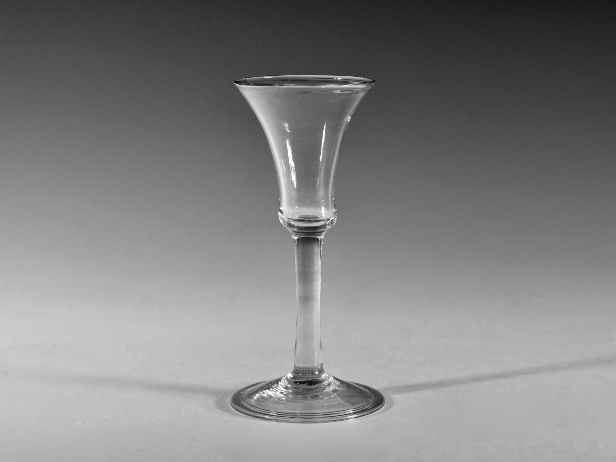 Antique wine glass plain stem English c1760