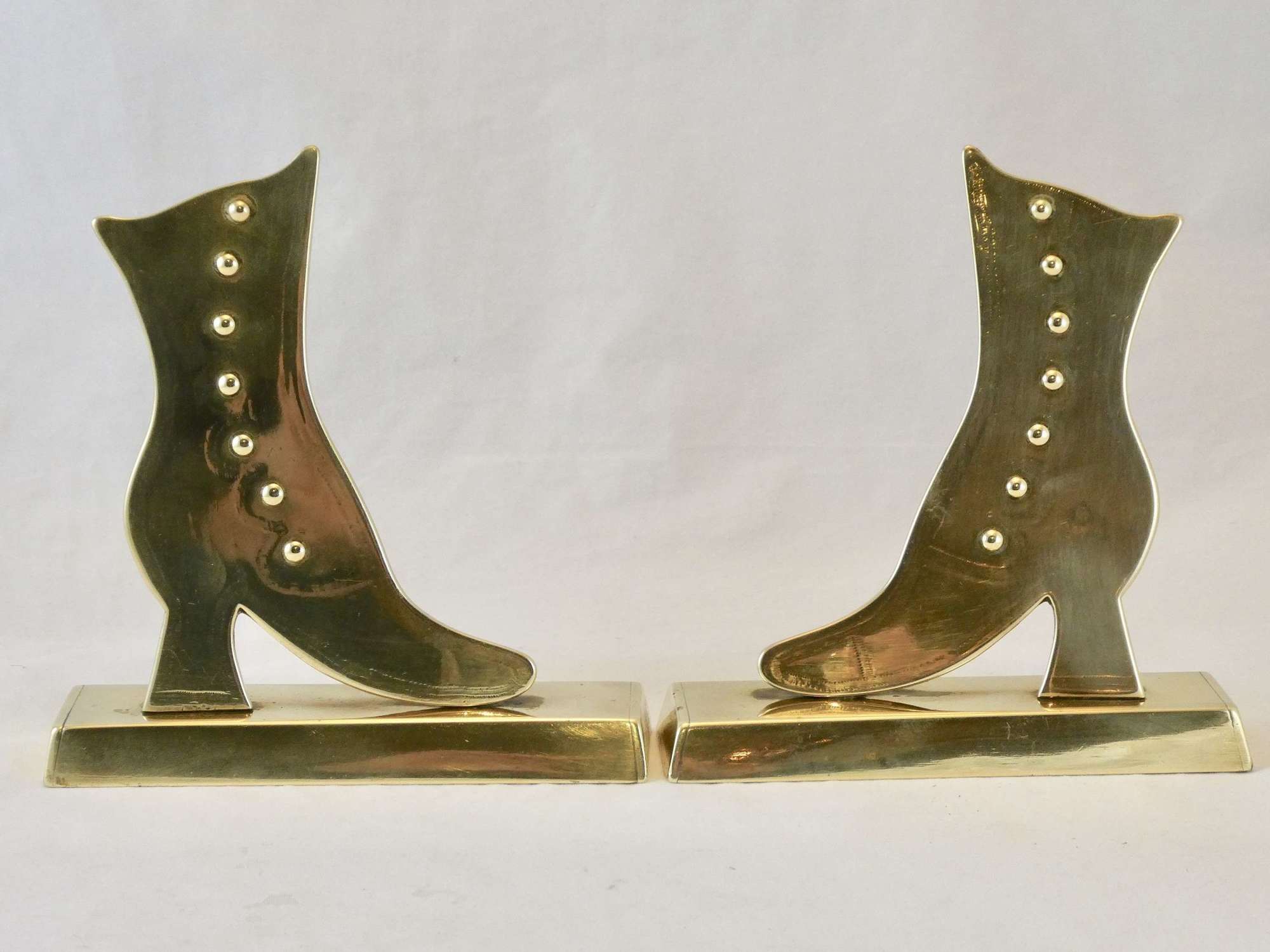 Pair of Boot Brass Chimney Ornaments