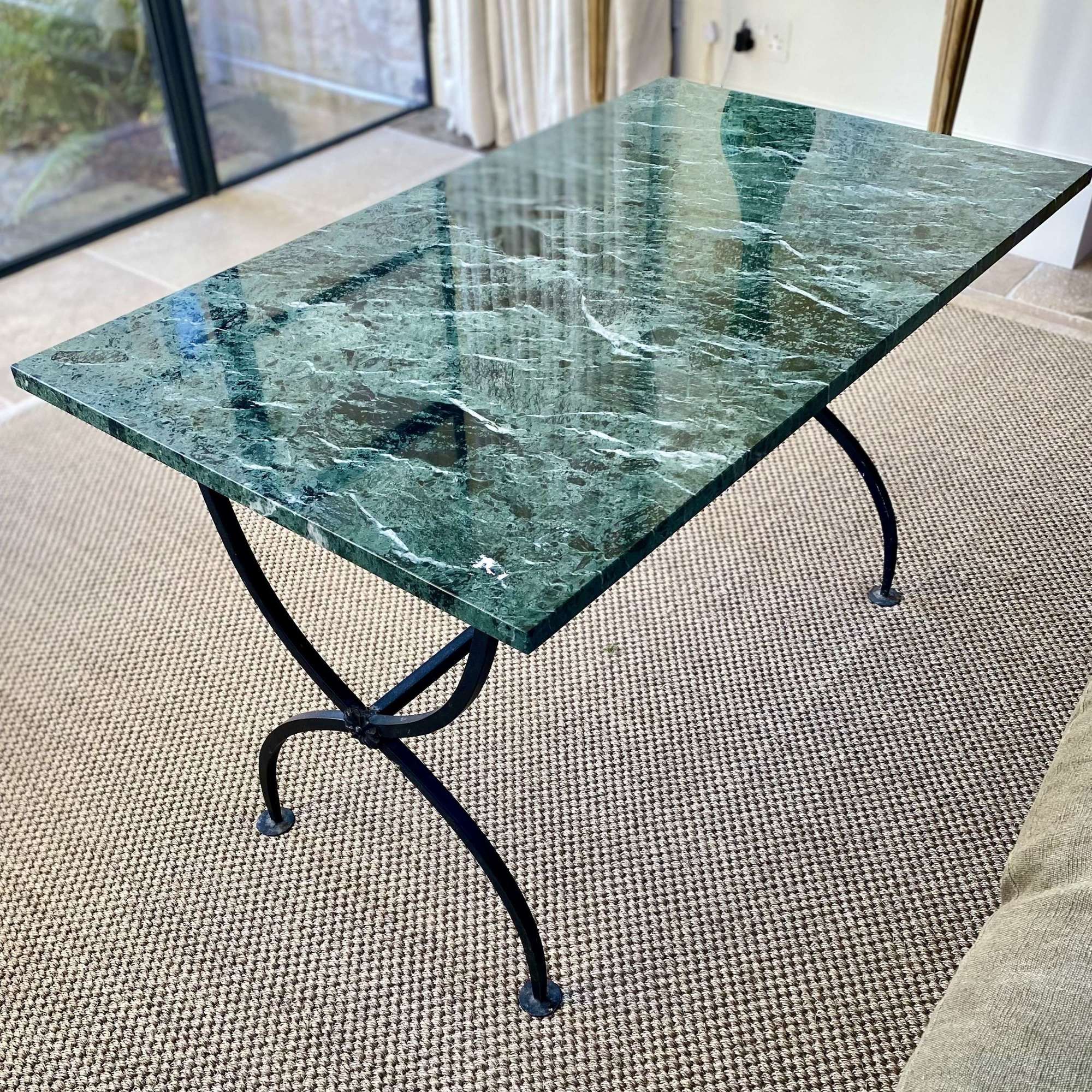 Mid 20th Century green marble & wrought iron table