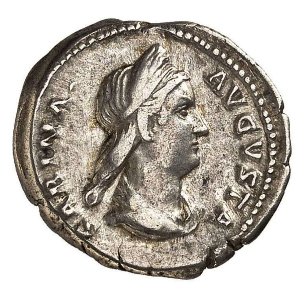 Ancient Roman silver denarius of empress Sabina