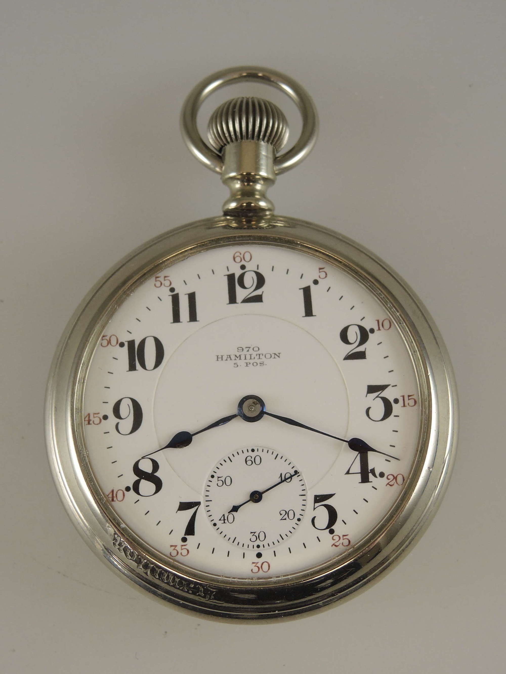 16s 21J Hamilton pocket watch with rare marked 970 dial c1907