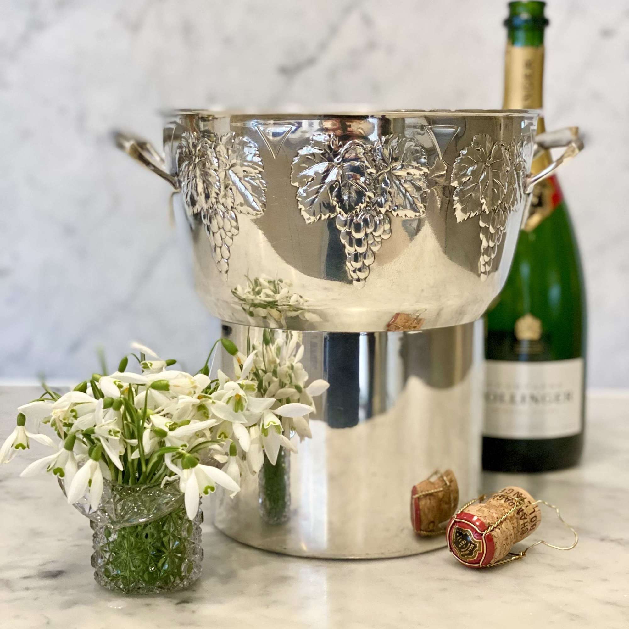 Mid 20th Century French silver plated champagne wine bucket cooler
